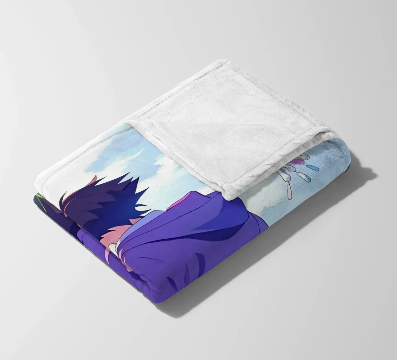 Ragazzo che tiene una girandola in un paese floreale Lofi Art coperta in pile da LoFi Gallery
