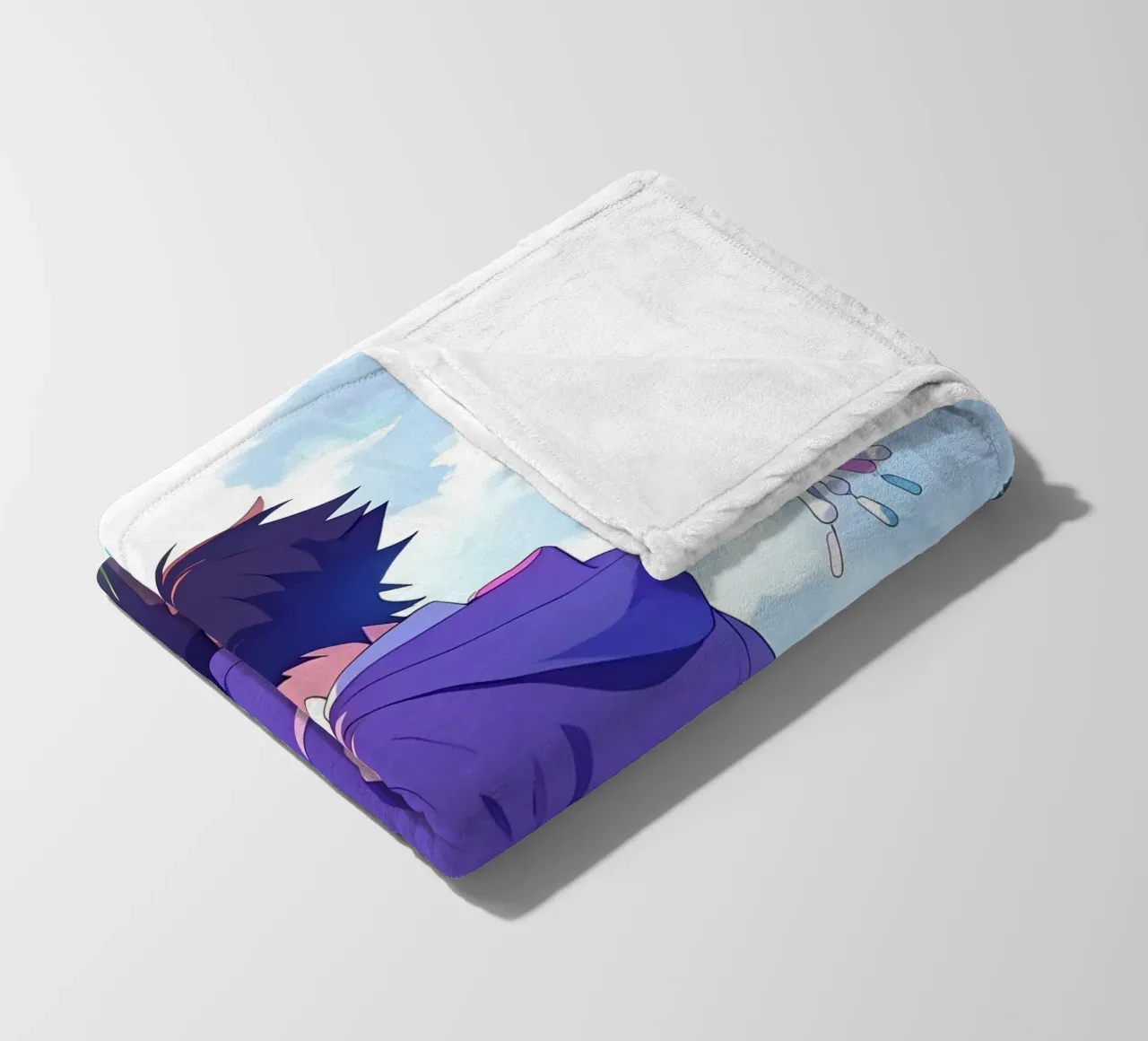 Ragazzo che tiene una girandola in un paese floreale Lofi Art coperta in pile da LoFi Gallery