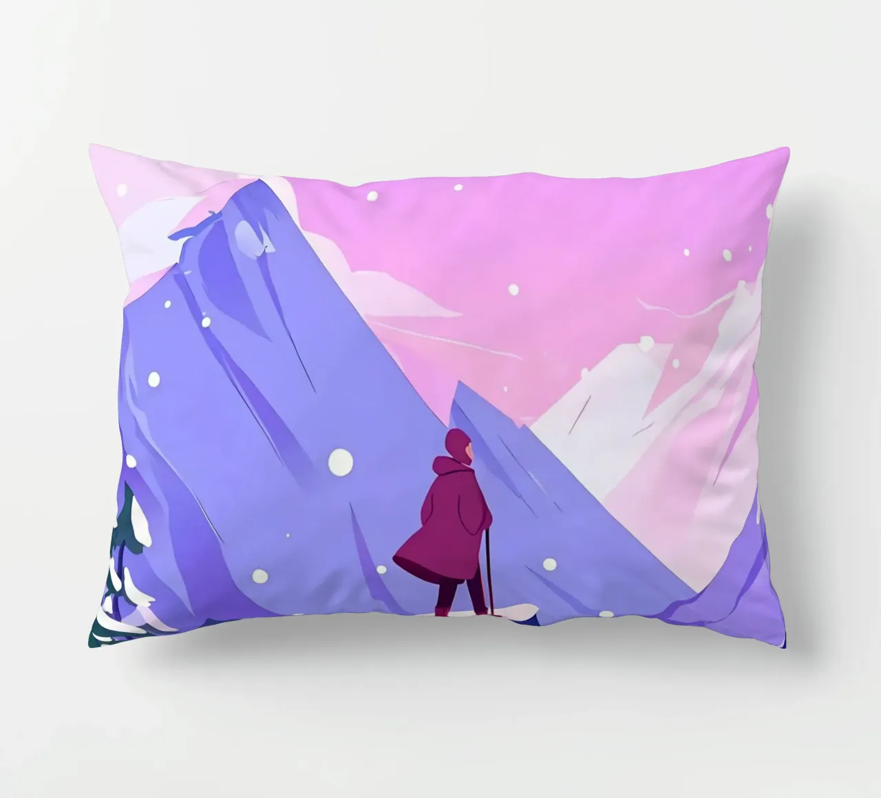 Man Reaching Snow Mountain High Lofi Art decorative cushion by LoFi Gallery