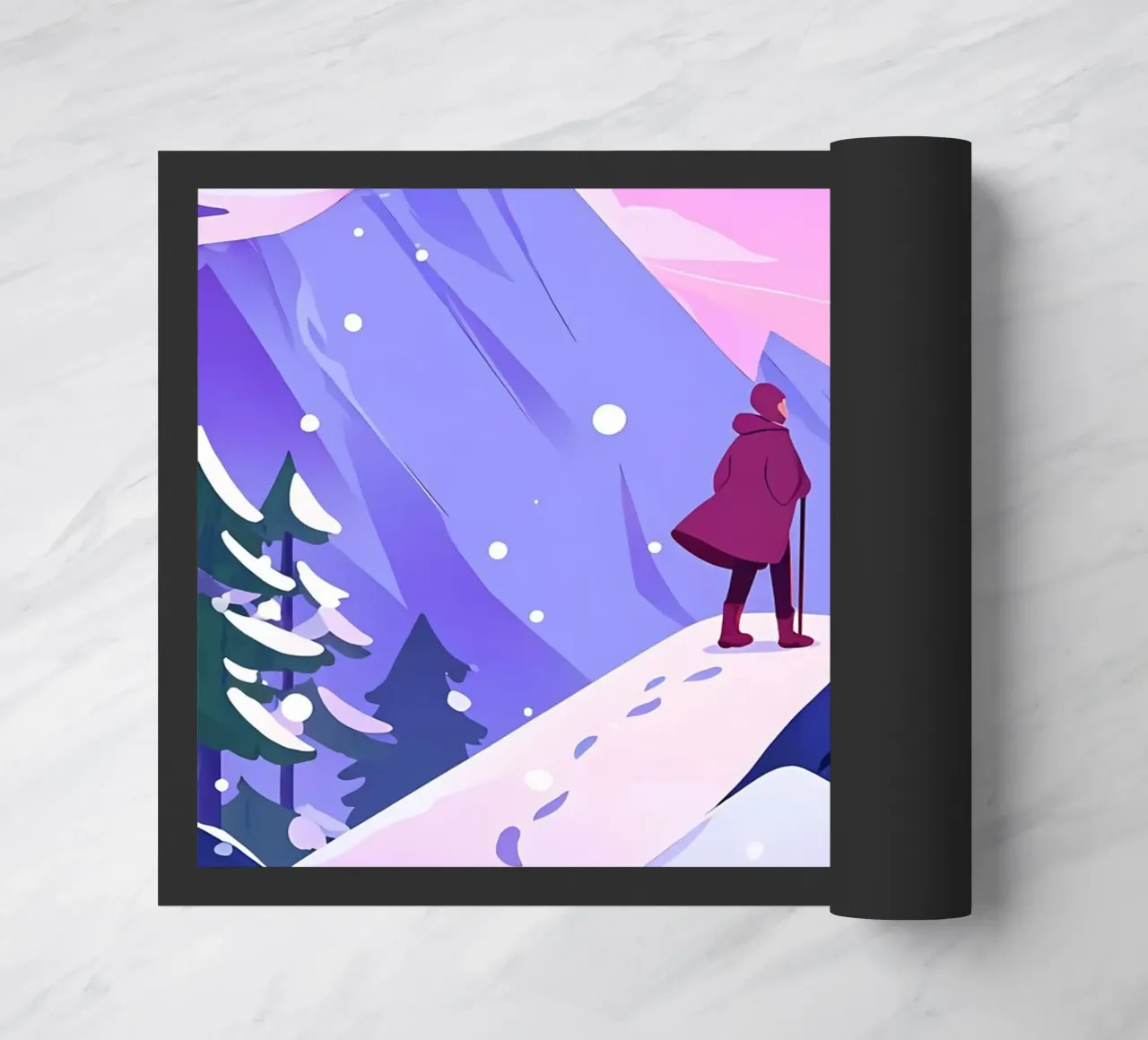 Man Reaching Snow Mountain High Lofi Art doormat by LoFi Gallery