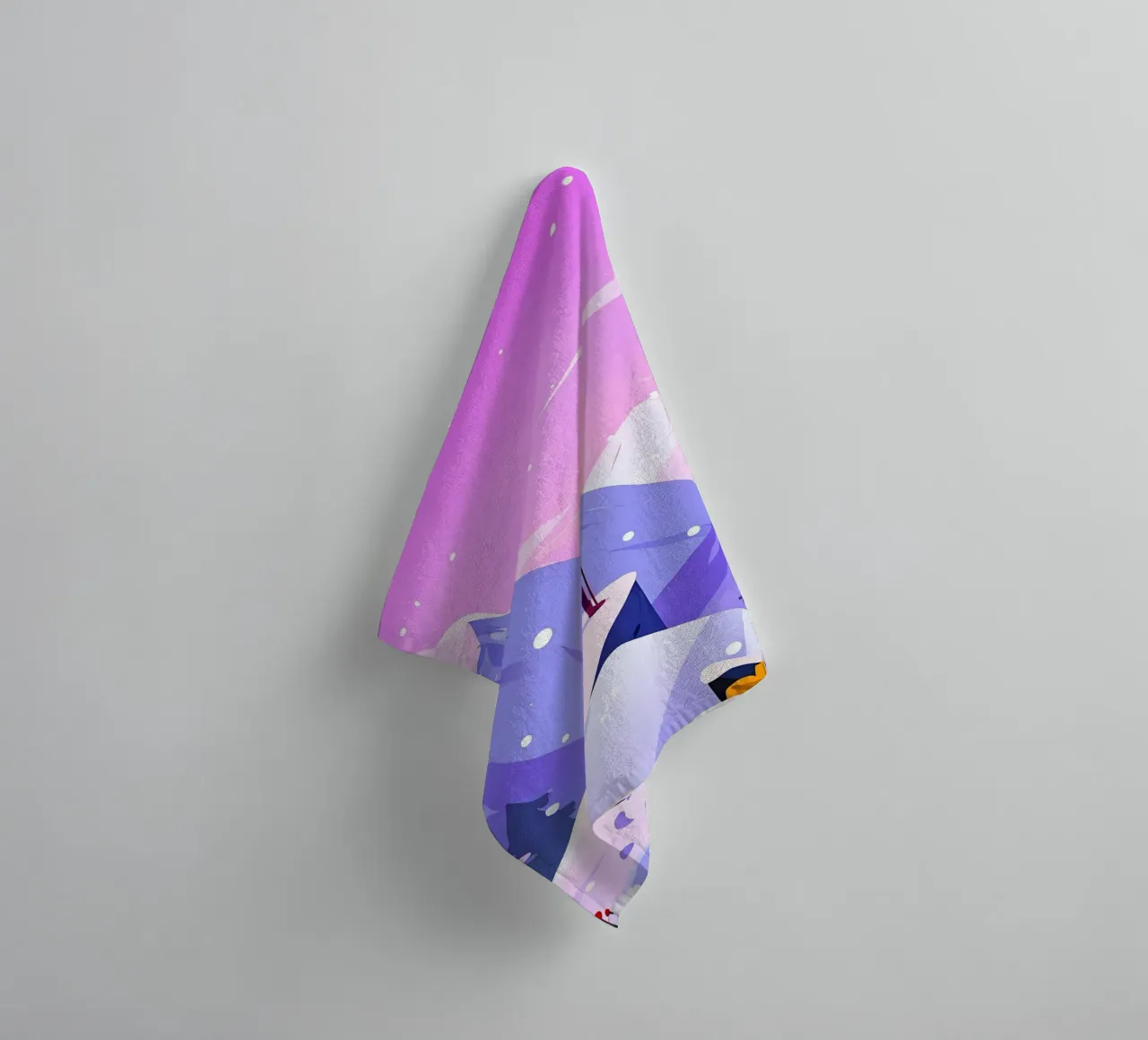 Man Reaching Snow Mountain High Lofi Art towel by LoFi Gallery
