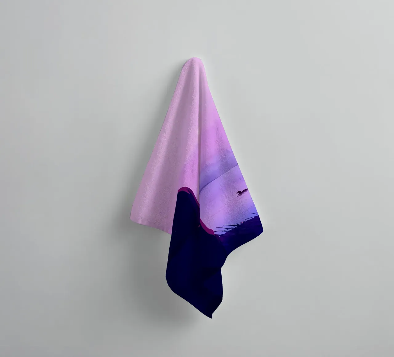 Boy Looking At Ducks In The Lake In Evening Lofi Art towel by LoFi Gallery
