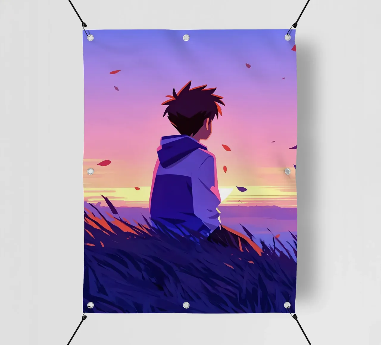 Boy Looking At Sunset In A Open Field Lofi Art pvc cover by LoFi Gallery