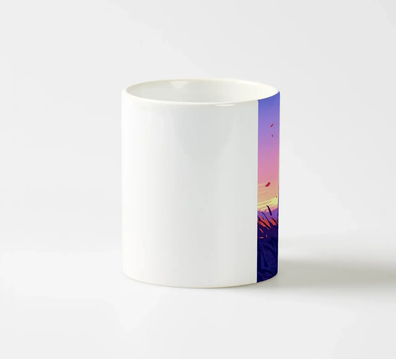 Ragazzo che guarda il tramonto in un campo aperto Lofi Art tazza in ceramica da LoFi Gallery