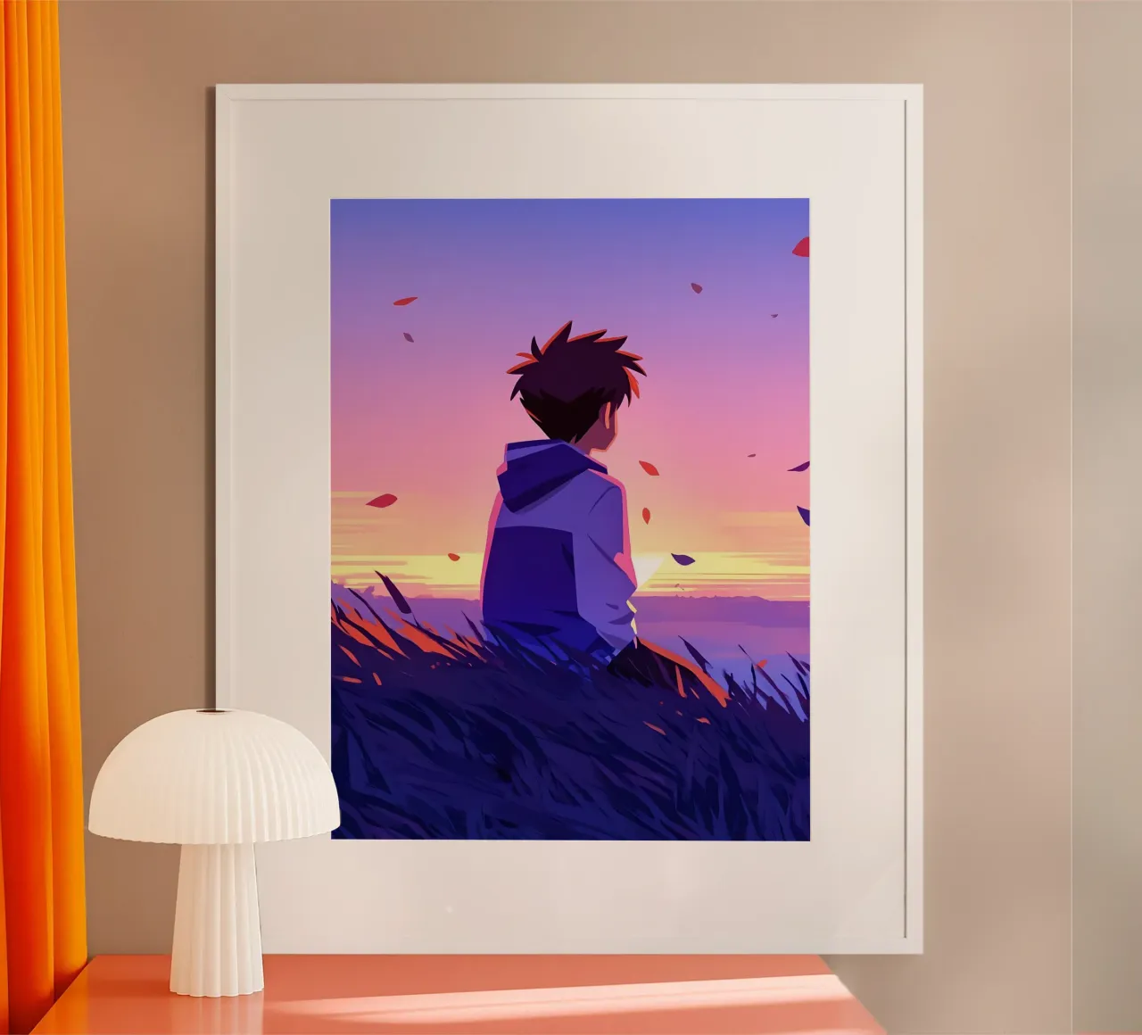 Boy Looking At Sunset In A Open Field Lofi Art hahnemühle by LoFi Gallery