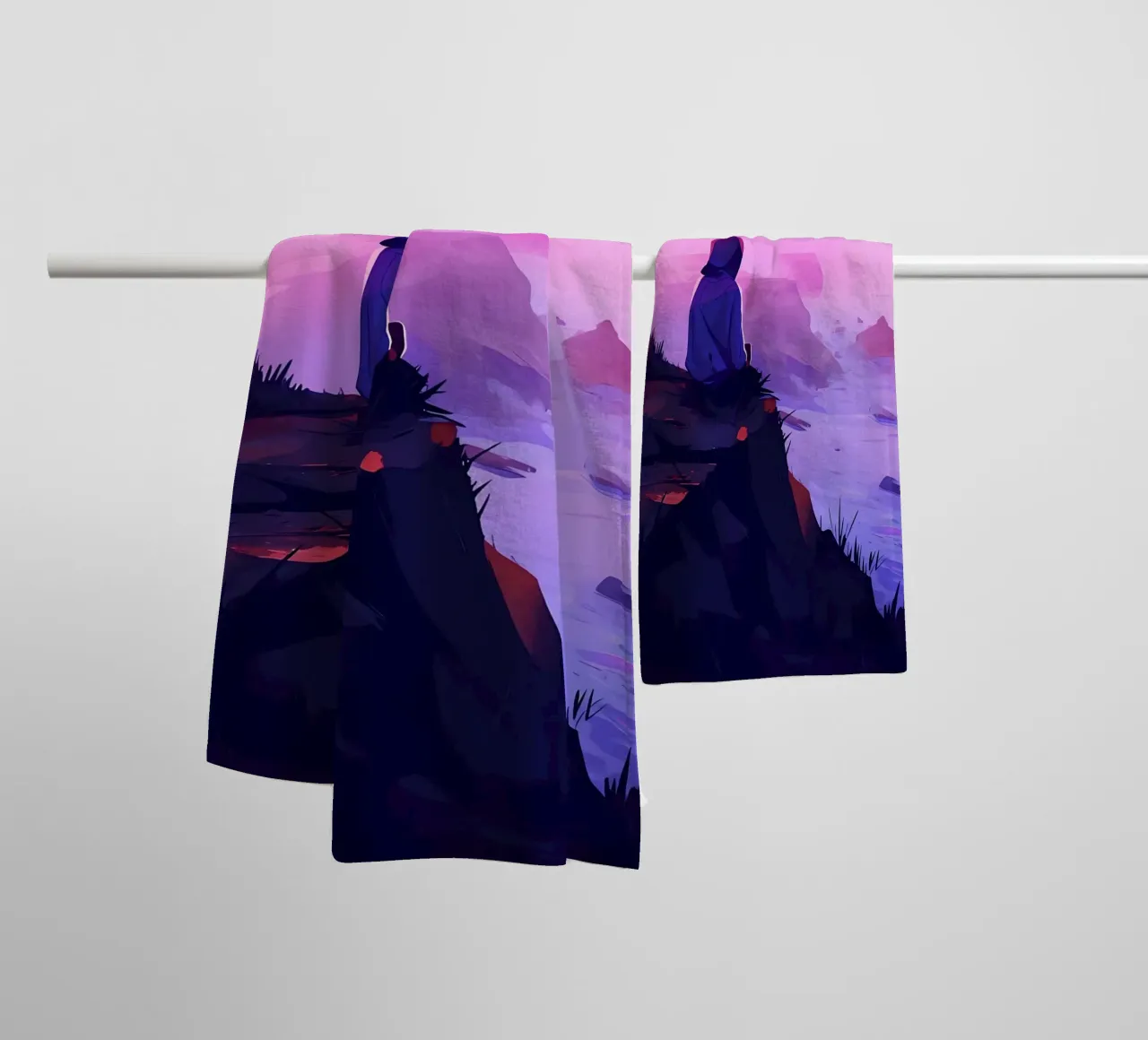Junge sitzend in der Nähe von Oceanside in Abend Lofi Kunst Handtuch von LoFi Gallery