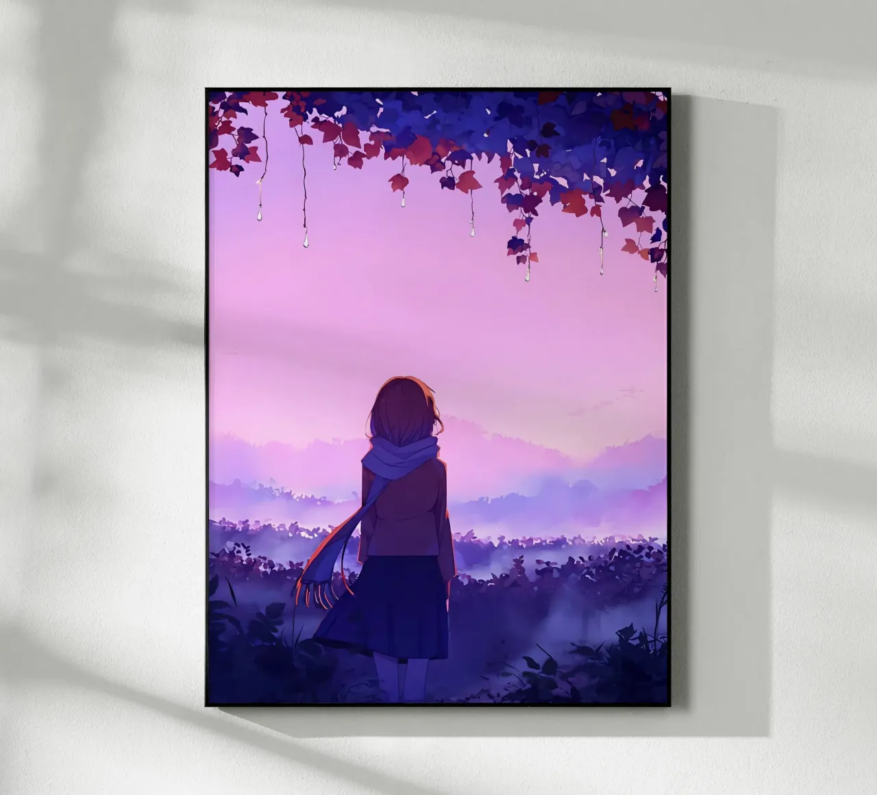 Ragazza in piedi nel vigneto di sera Lofi Art plexiglass da LoFi Gallery