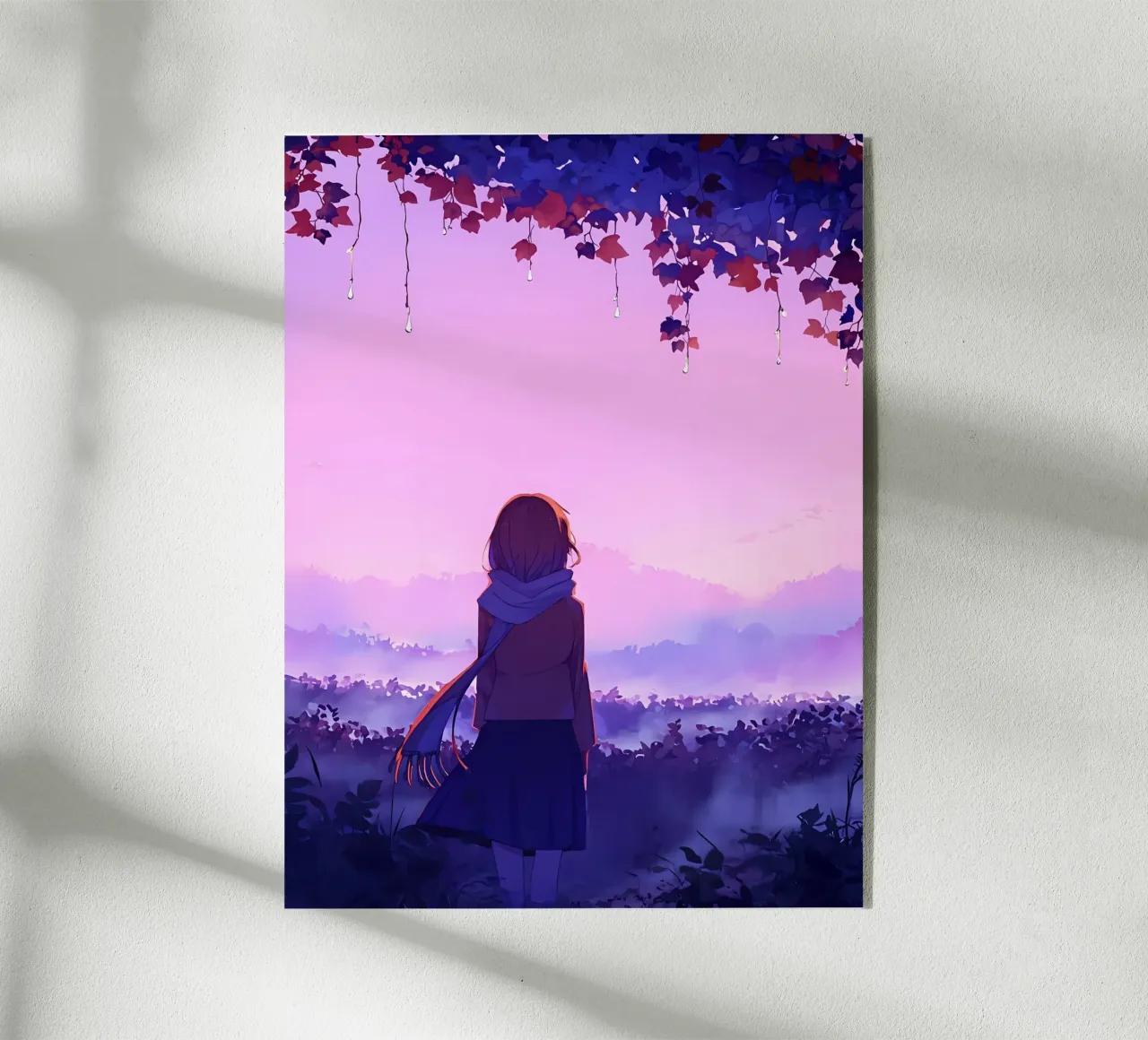 Ragazza in piedi nel vigneto di sera Lofi Art plexiglass da LoFi Gallery