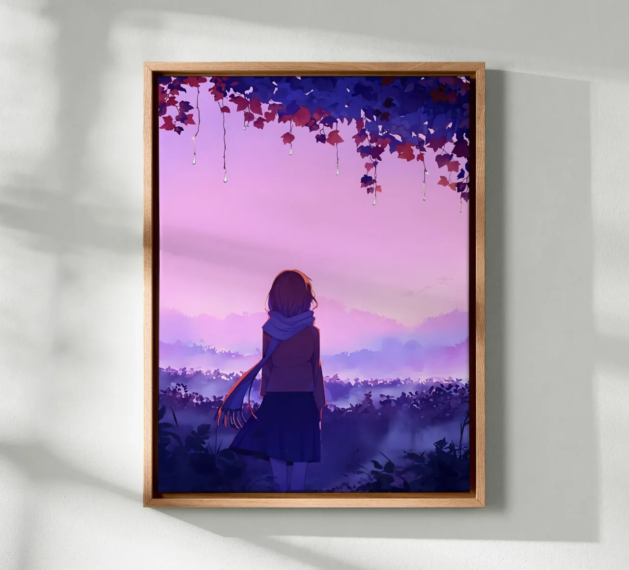 Ragazza in piedi nel vigneto di sera Lofi Art tela con Cornice a cassetta da LoFi Gallery