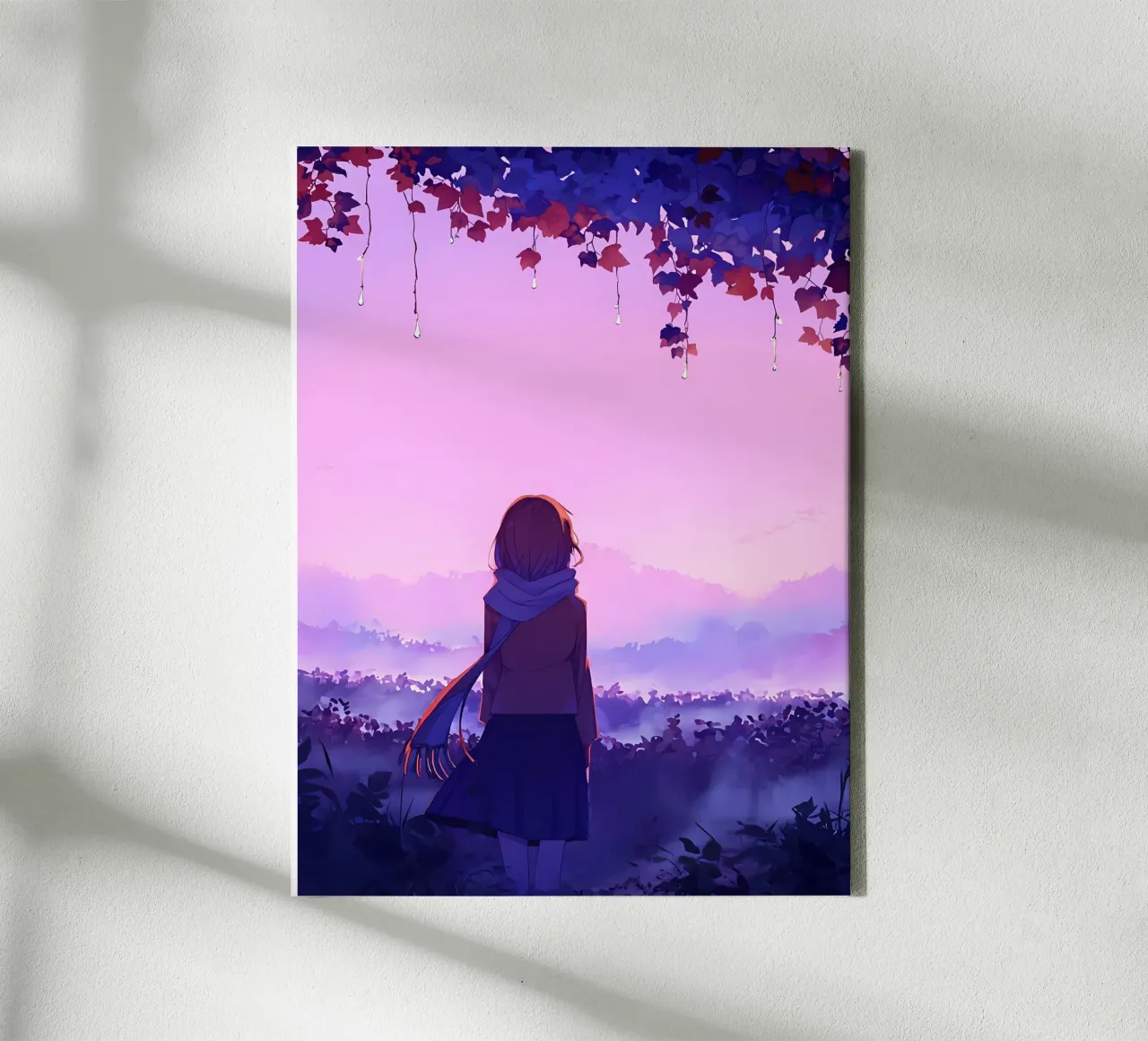 Ragazza in piedi nel vigneto di sera Lofi Art tela con Cornice a cassetta da LoFi Gallery