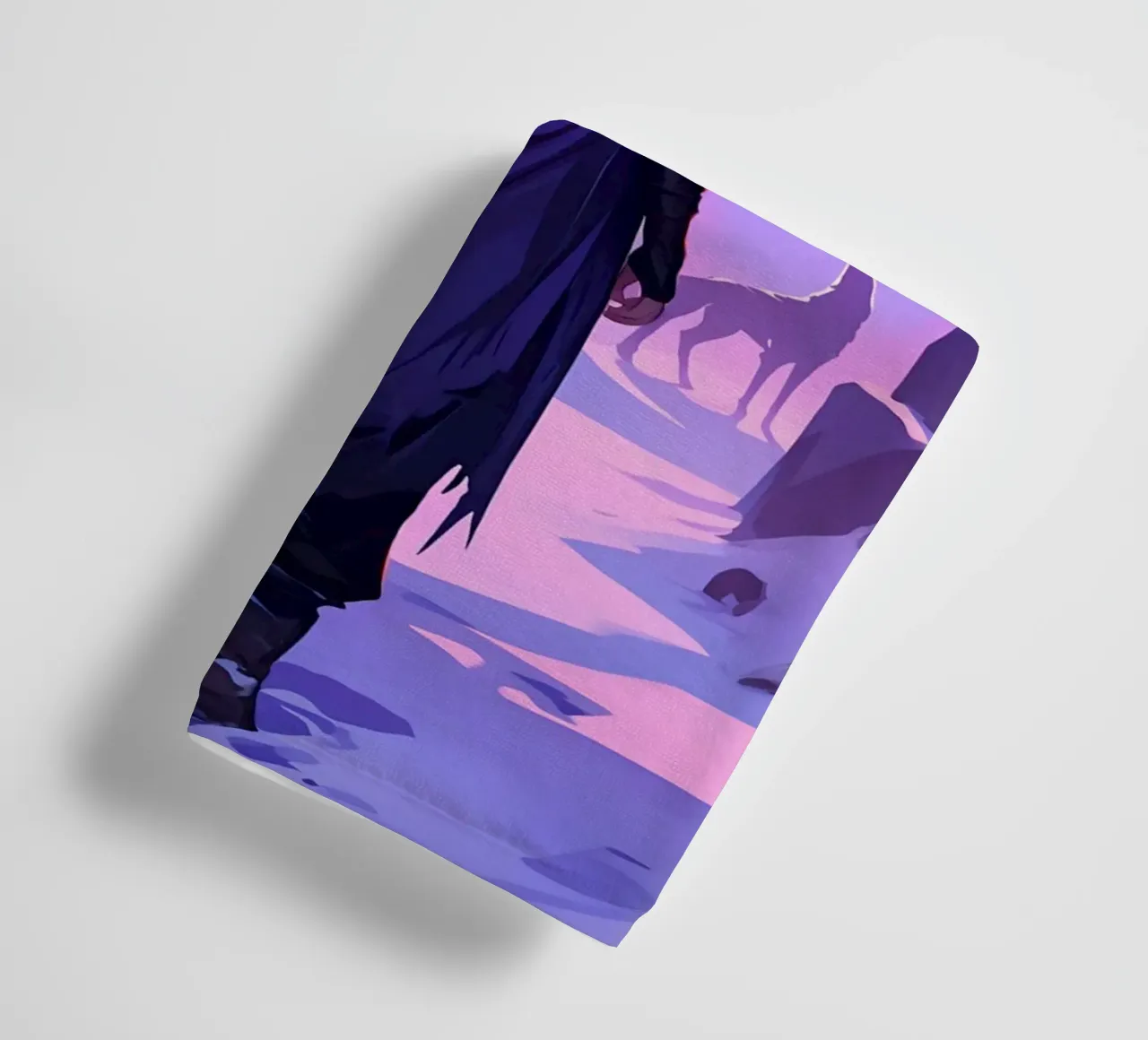 Garçon affrontant un loup dans une montagne enneigée, seul Lofi Art serviette de bain de LoFi Gallery