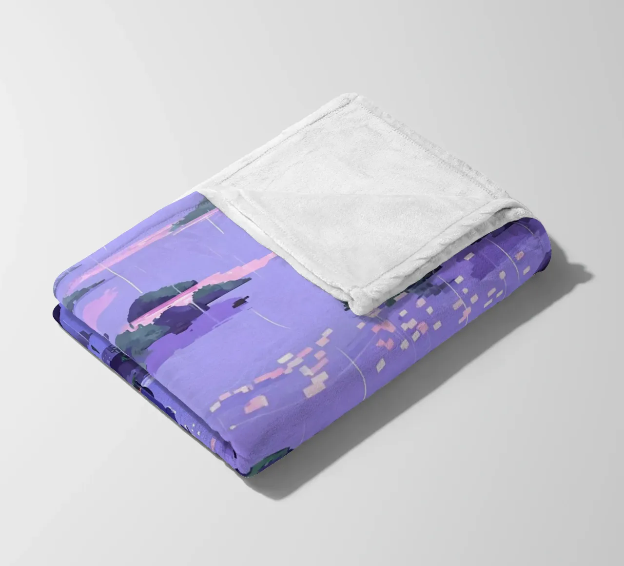 Ragazzo seduto su una roccia del fiume in un fiore di ciliegio Lofi Art coperta in pile da LoFi Gallery