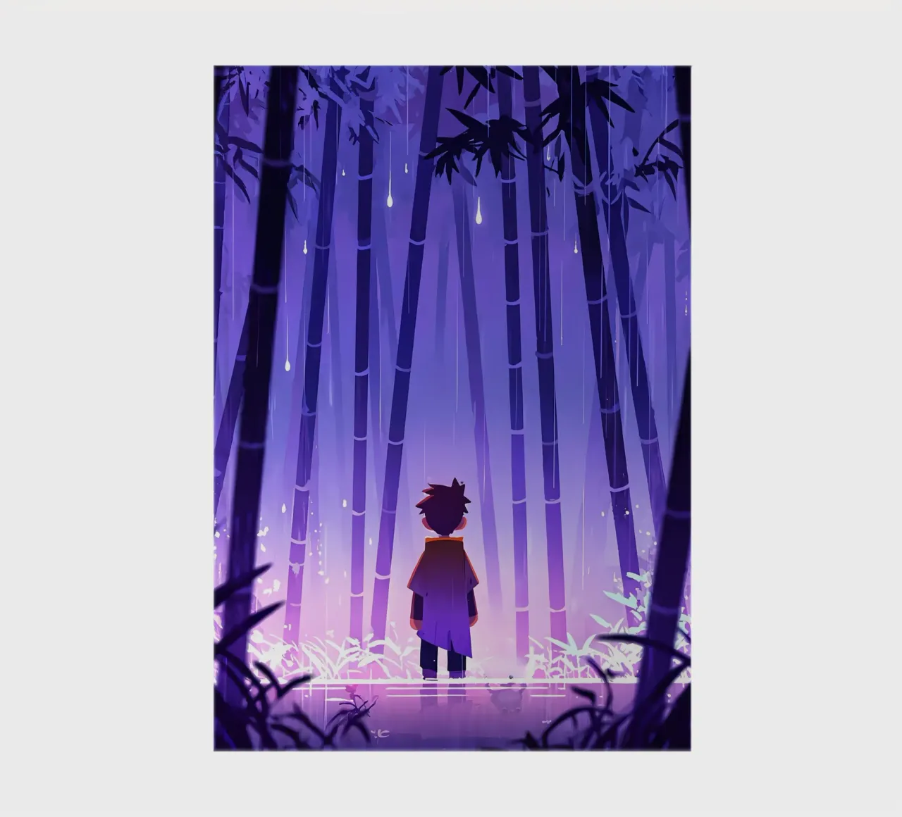 Garçon seul dans une forêt de bambous Lofi Art carnet de notes de LoFi Gallery