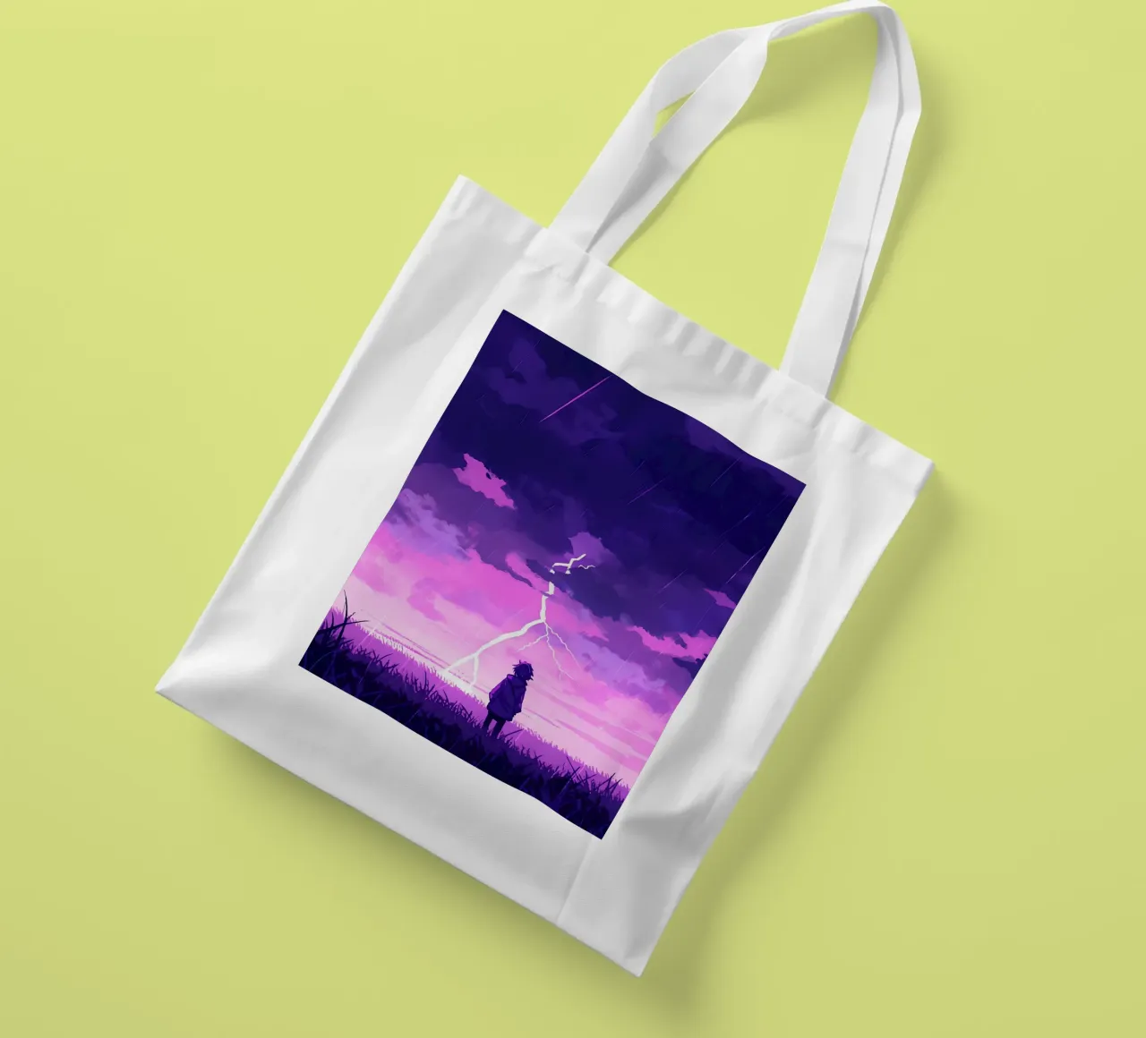 Ragazza sola in un temporale Lofi Art borsa in juta da LoFi Gallery