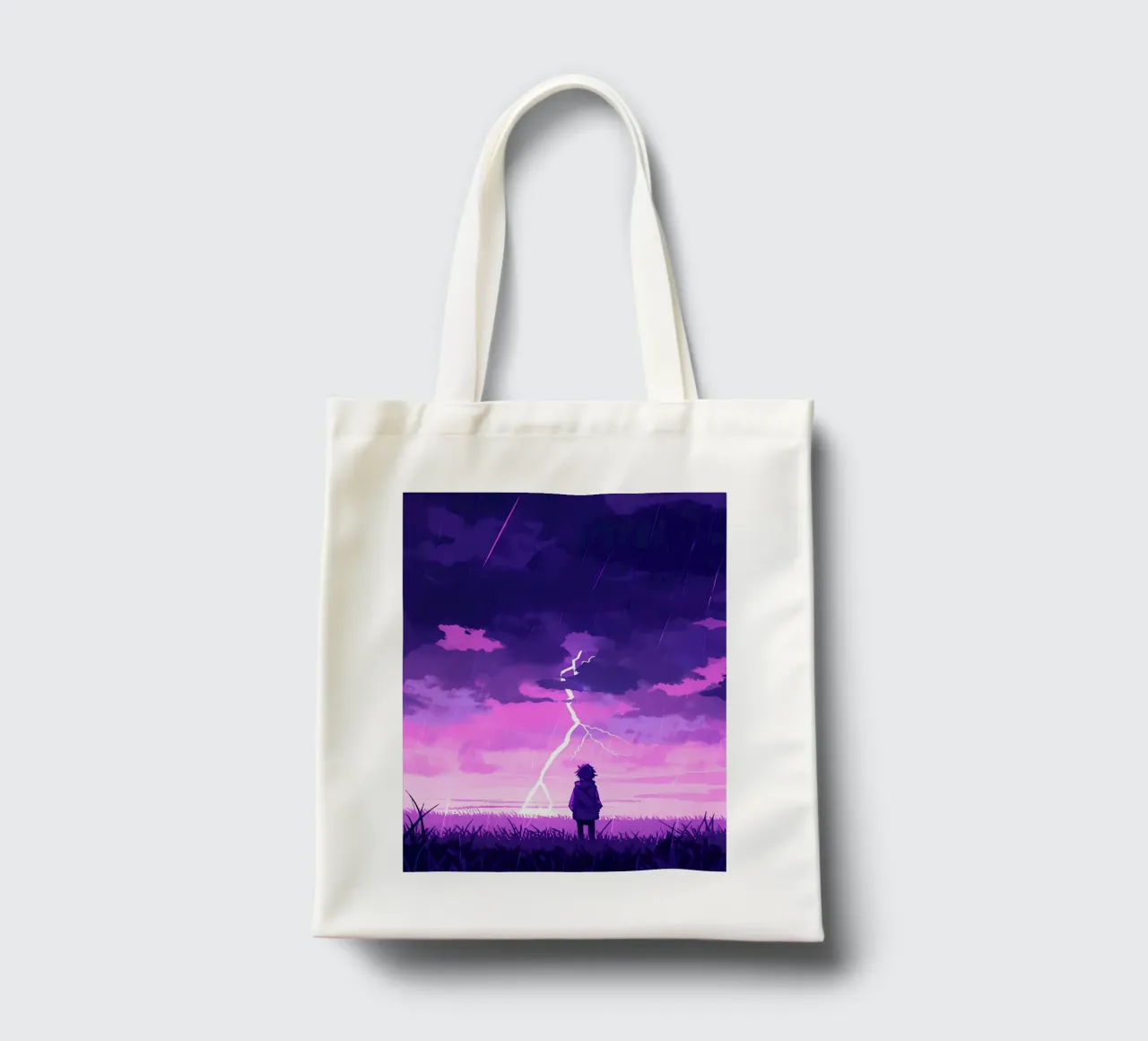 Ragazza sola in un temporale Lofi Art borsa in juta da LoFi Gallery