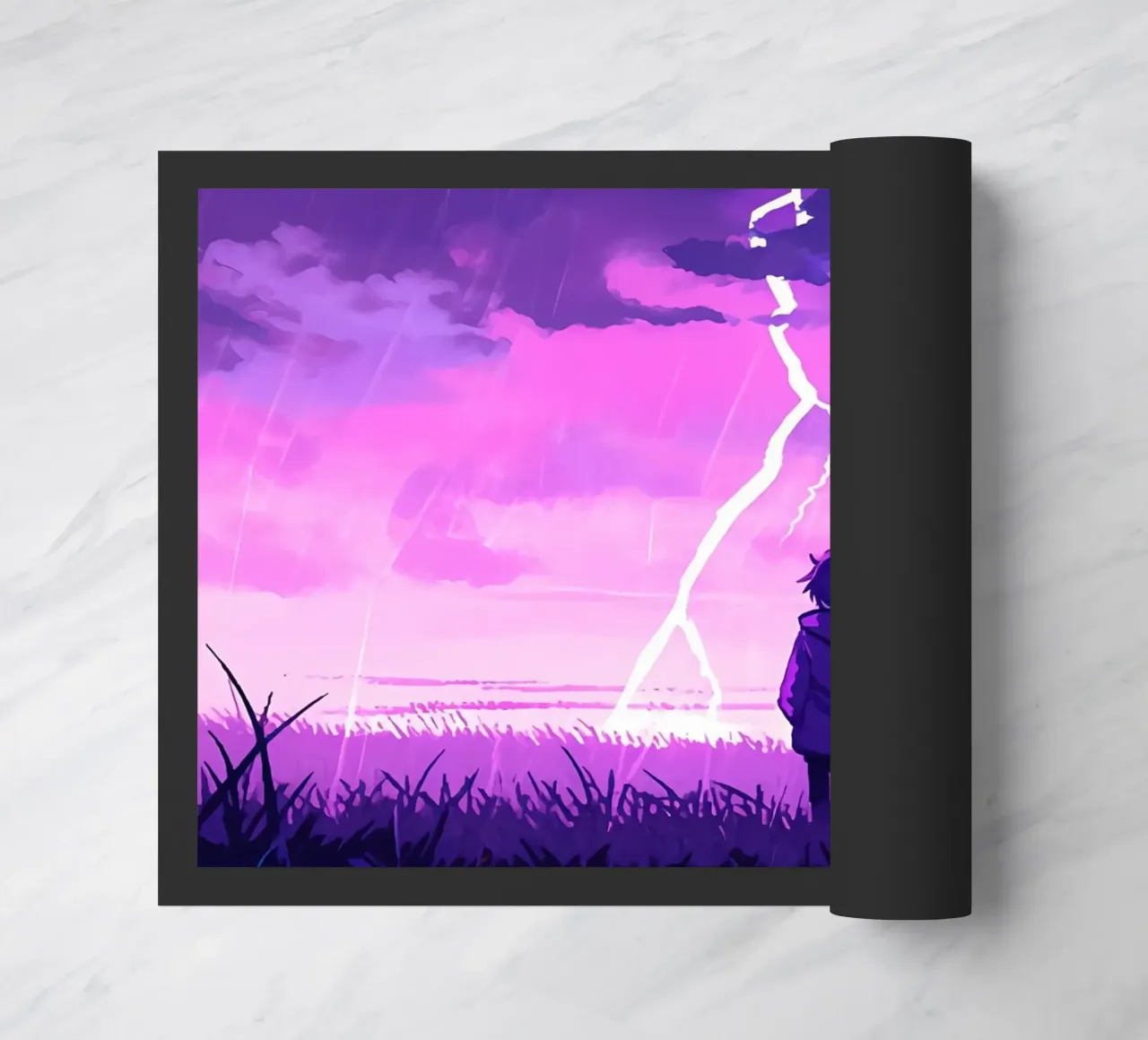 Ragazza sola in un temporale Lofi Art zerbino da LoFi Gallery