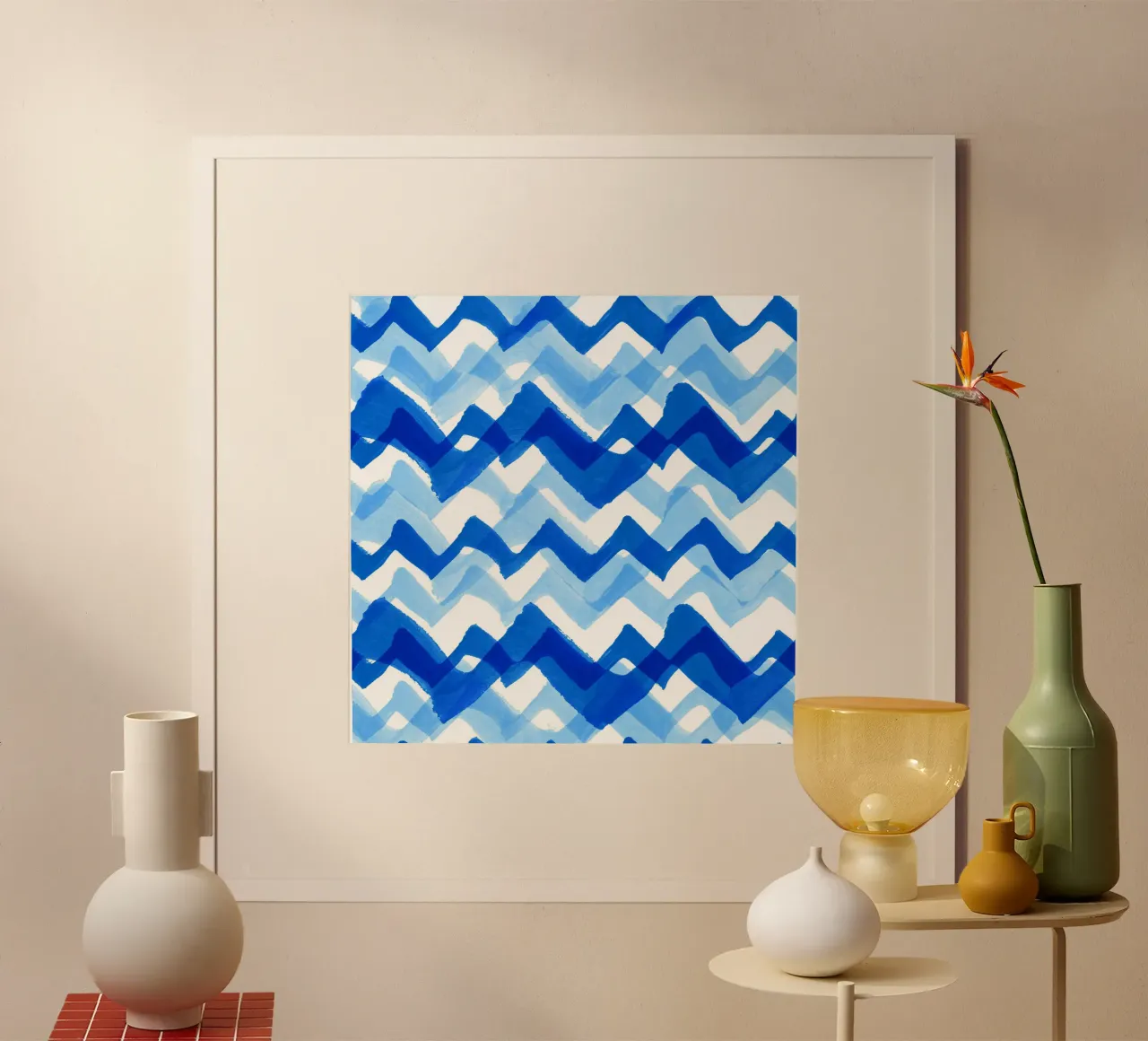 Cobalt Waves | Brush Stroke Pattern poster da sabidussi