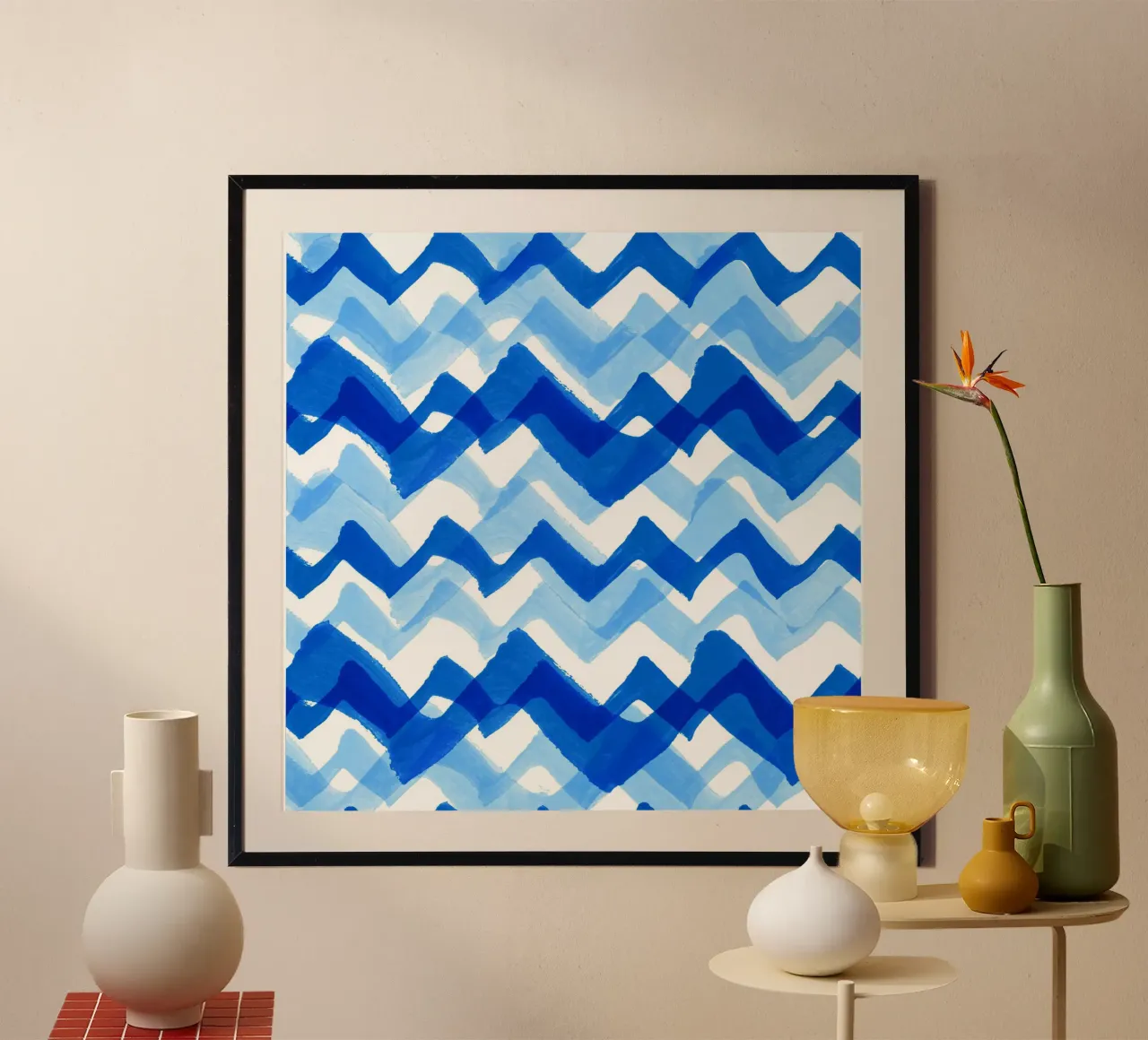 Cobalt Waves | Brush Stroke Pattern poster da sabidussi