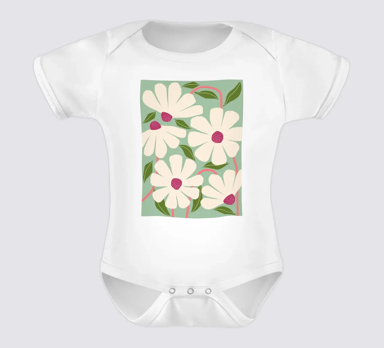 Wild Daisies - Spring short-sleeve baby romper by Gale Switzer
