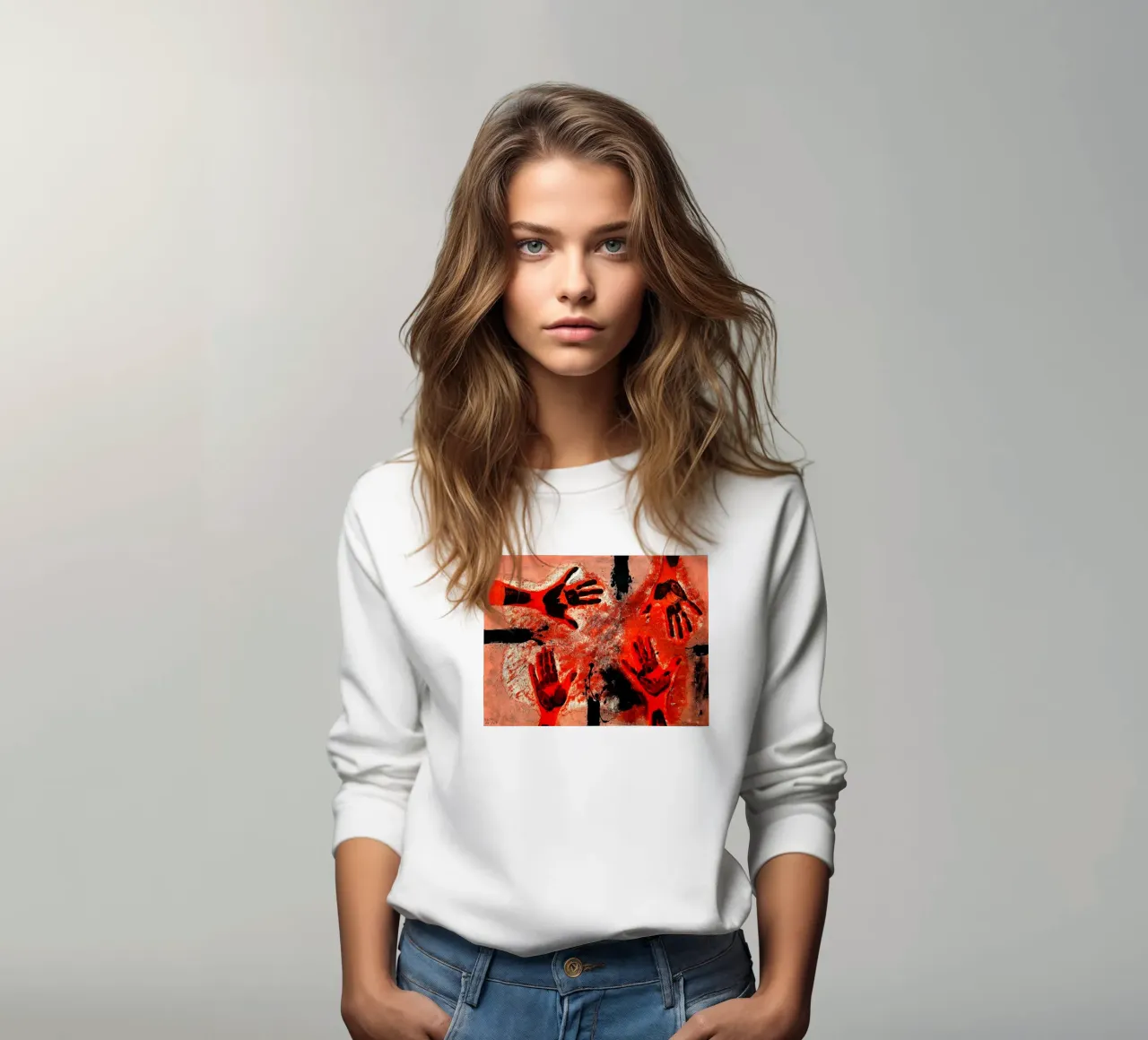 Hands in Red 1979 sweatshirt by Ettyhmoz