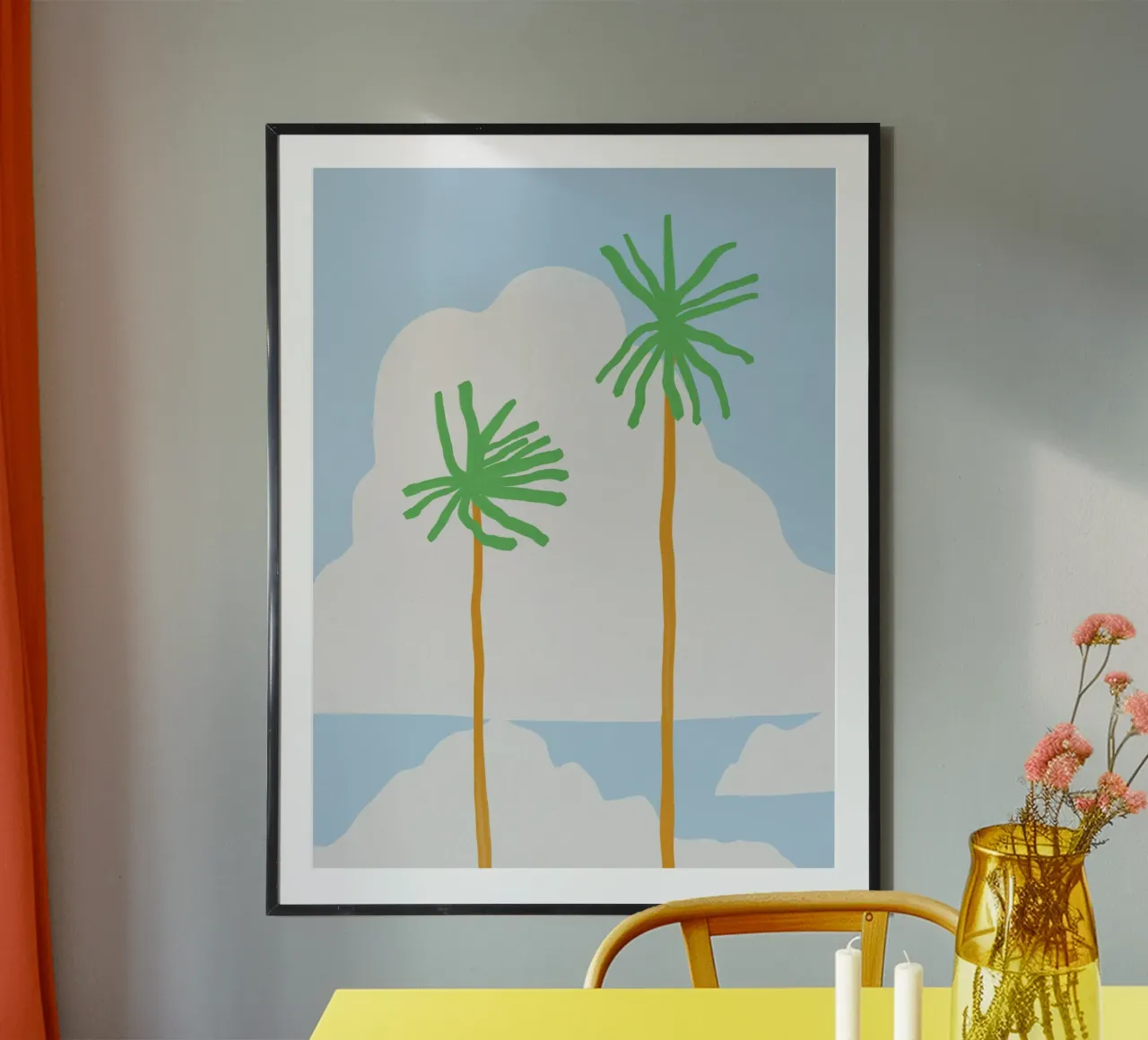 Twin palm poster con telaio in legno da Little Dean
