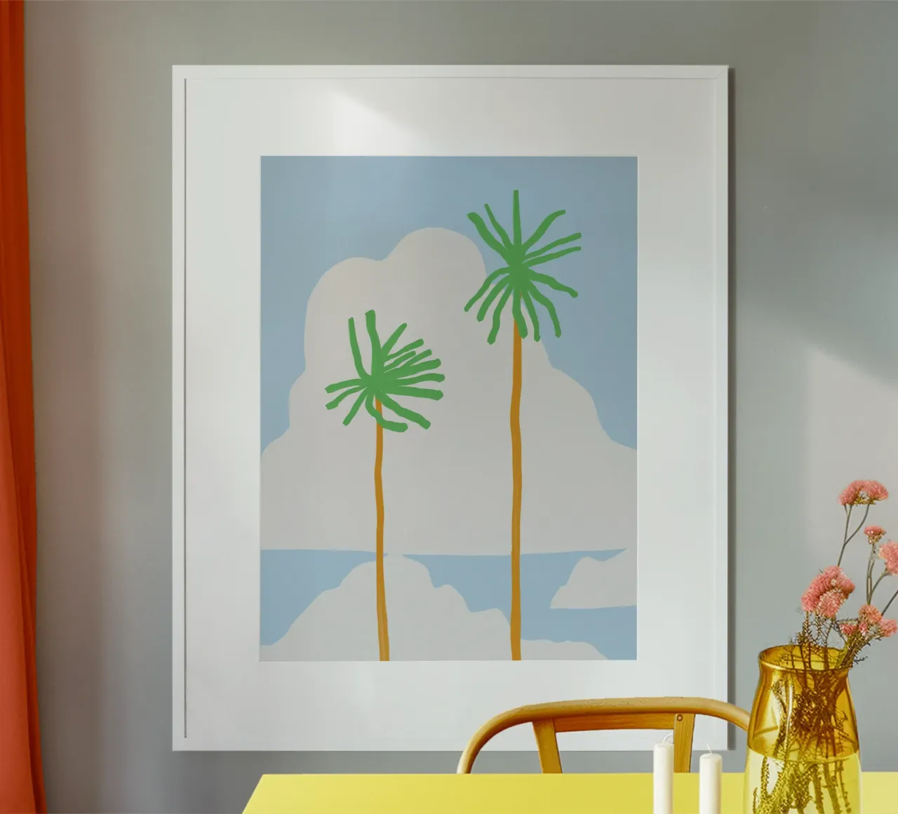 Twin palm poster con telaio in legno da Little Dean
