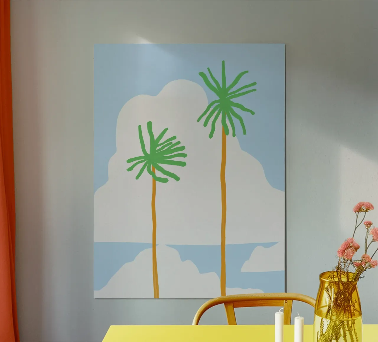 Twin palm poster con telaio in legno da Little Dean