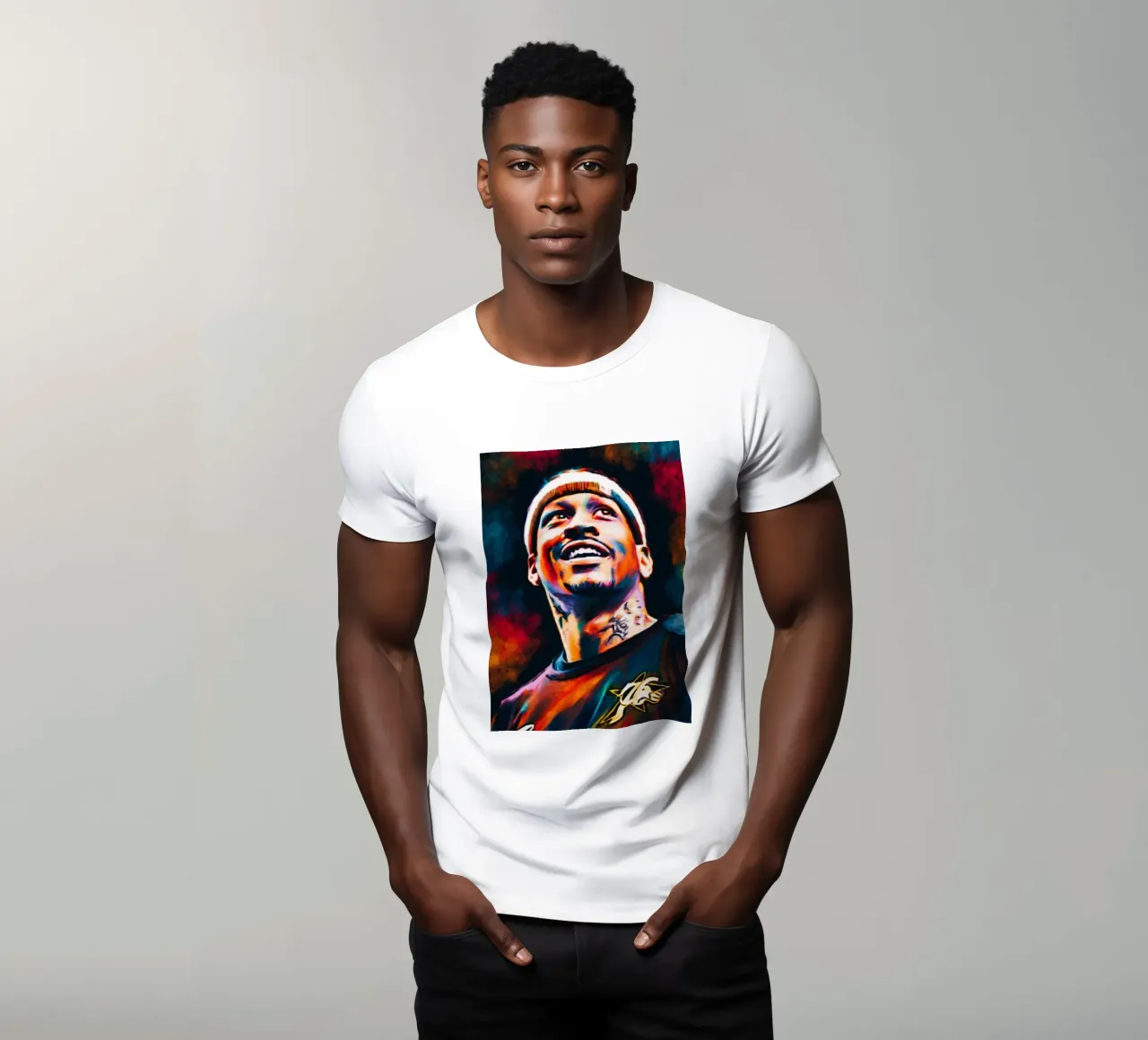 Allen Iverson, ritratto pop art colorato t-shirt da Hantamrata