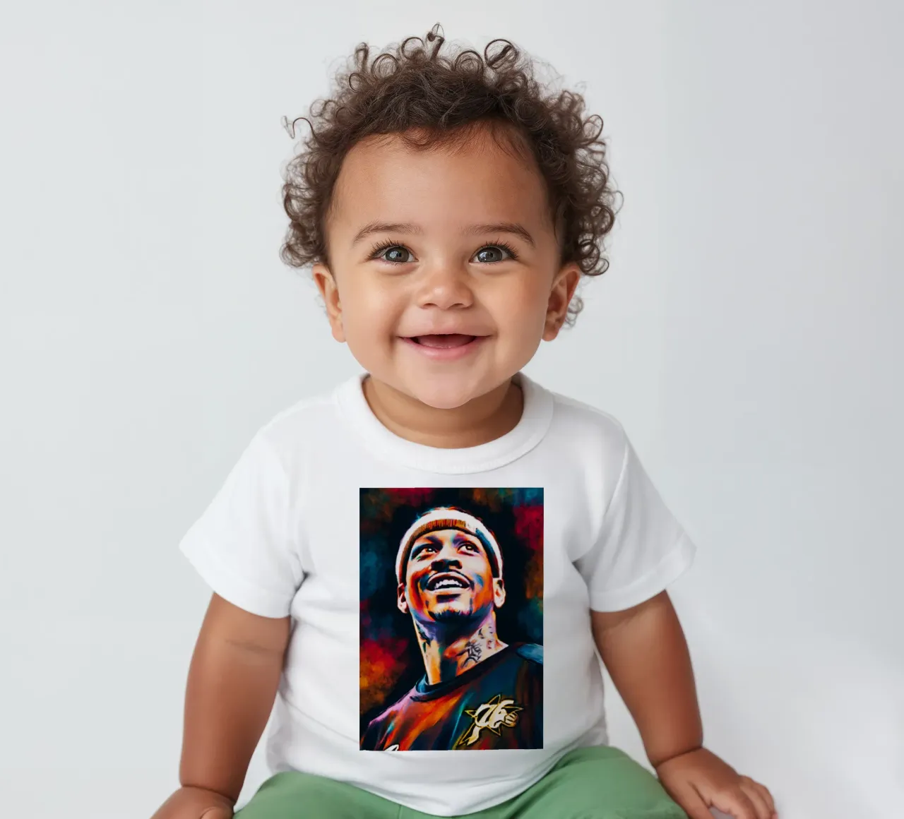 Allen Iverson, ritratto pop art colorato maglietta neonato da Hantamrata