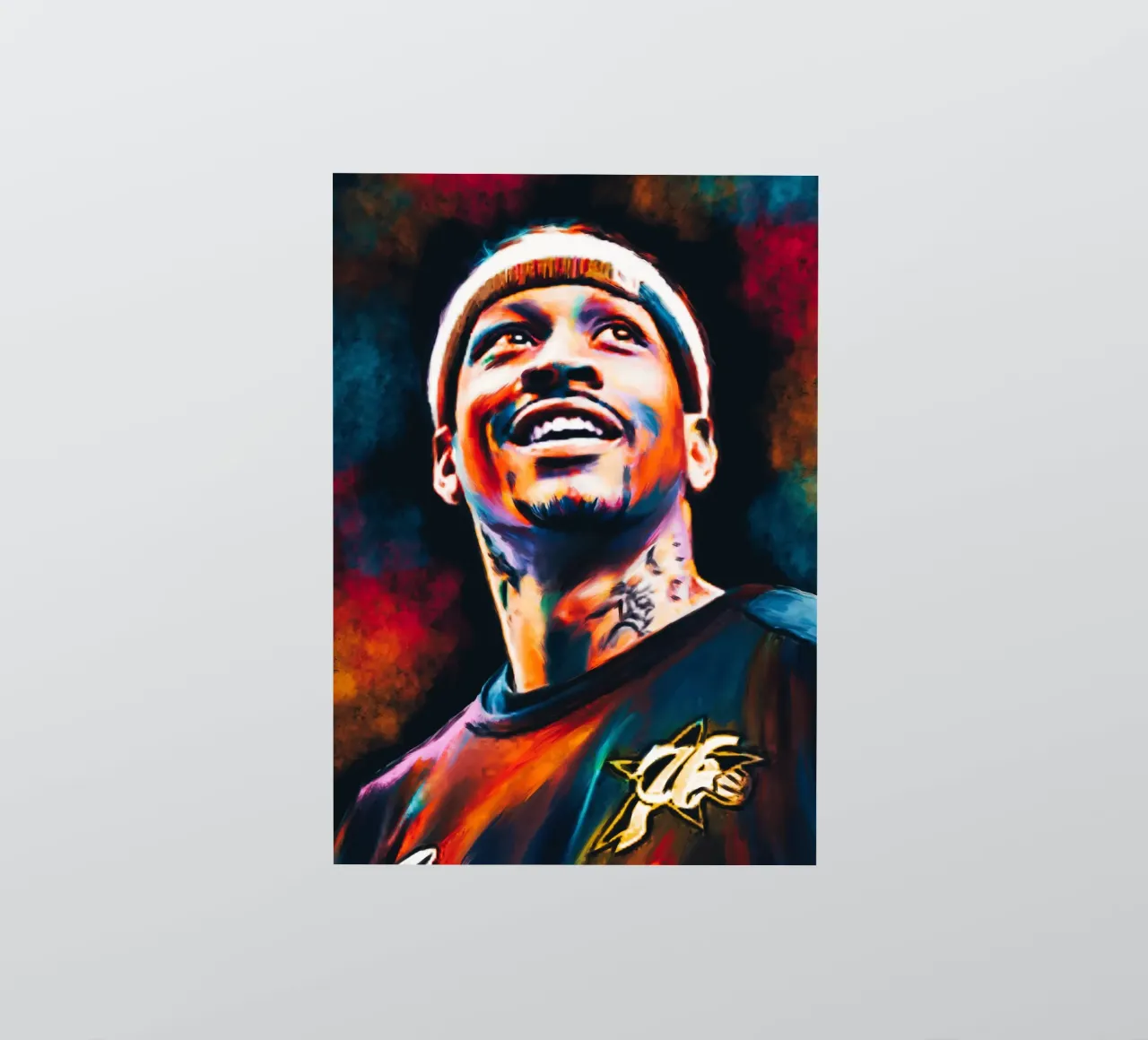 Allen Iverson, ritratto pop art colorato adesivo da Hantamrata