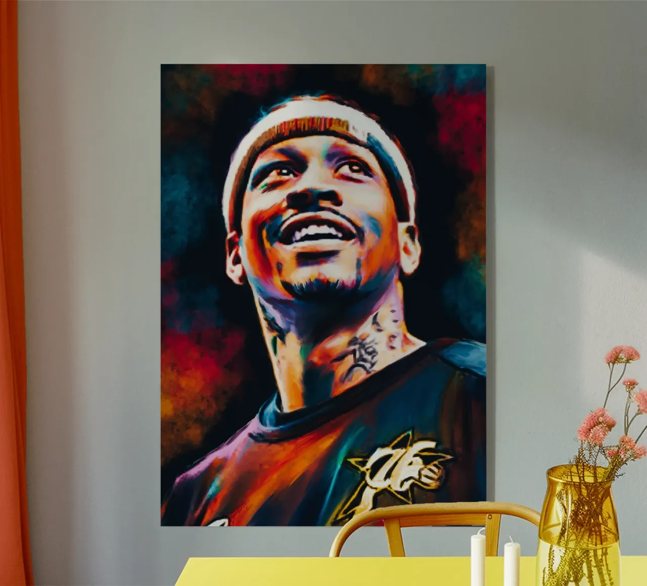 Allen Iverson, ritratto pop art colorato plexiglass da Hantamrata