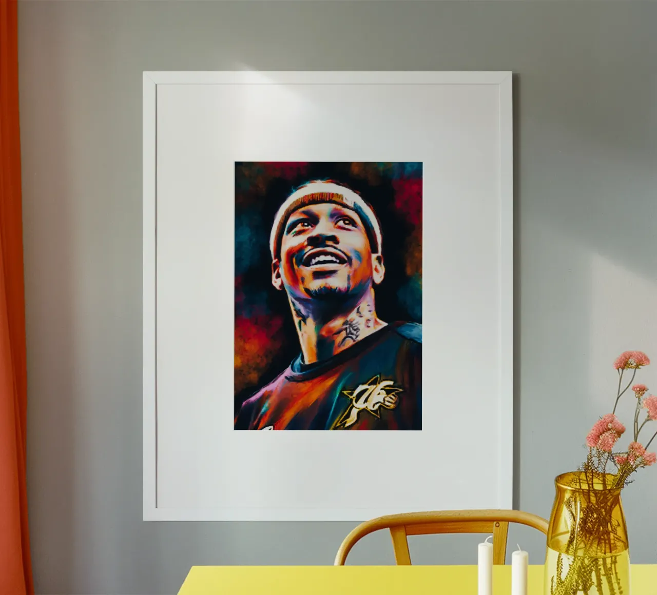 Allen Iverson, ritratto pop art colorato carta hahnemühle da Hantamrata