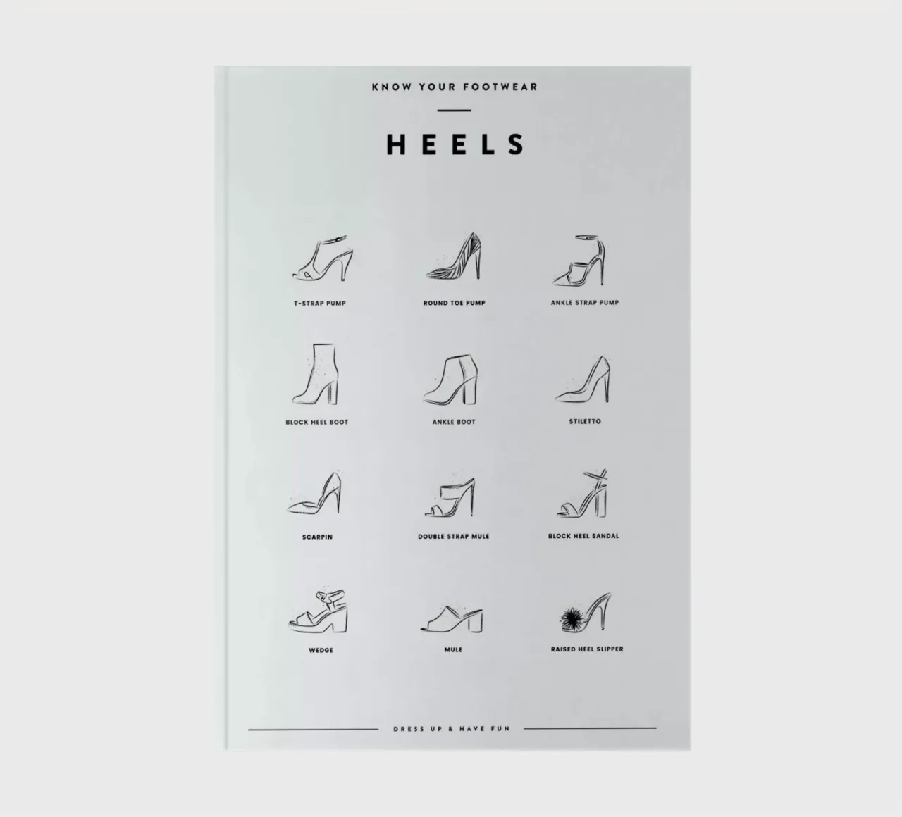 Heels Chart notebook by daylight design studio