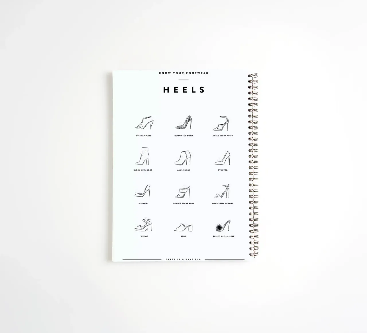 Heels Chart spiral notebook by daylight design studio