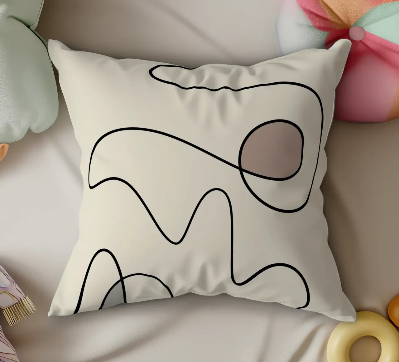 Minimal graceful line art abstract 09 cuscino da Little Dean