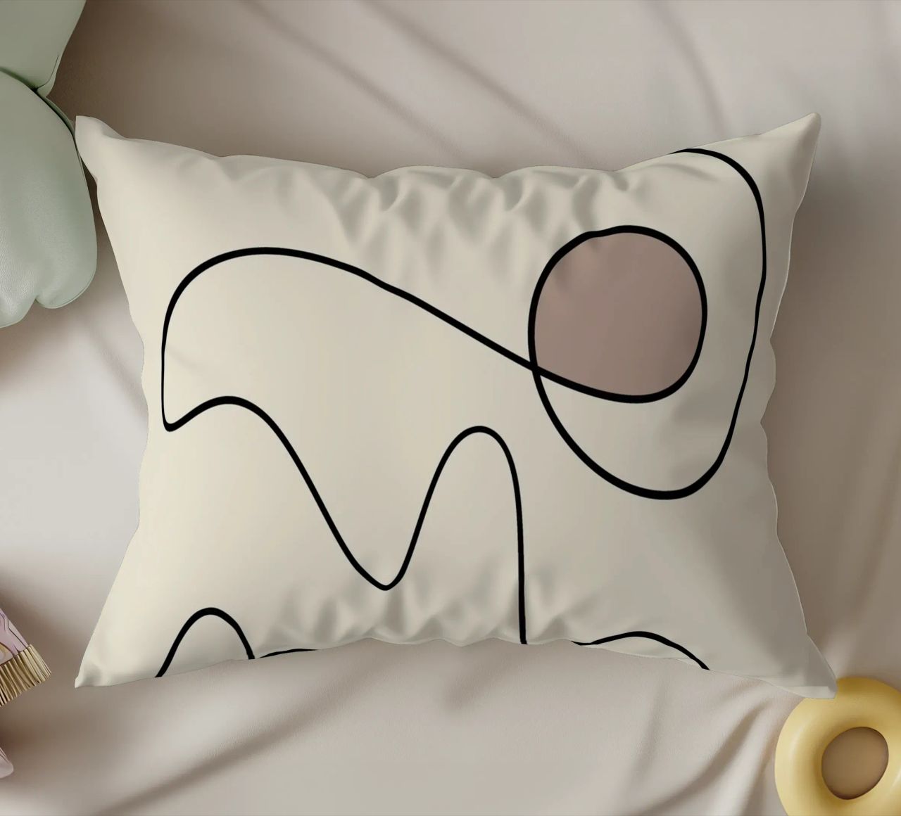 Minimal graceful line art abstract 09 decorative cushion by Little Dean