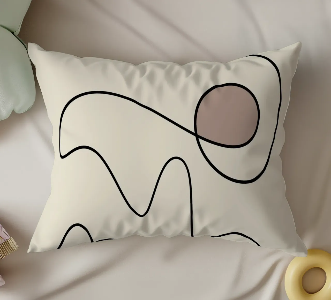 Minimal graceful line art abstract 09 cuscino da Little Dean