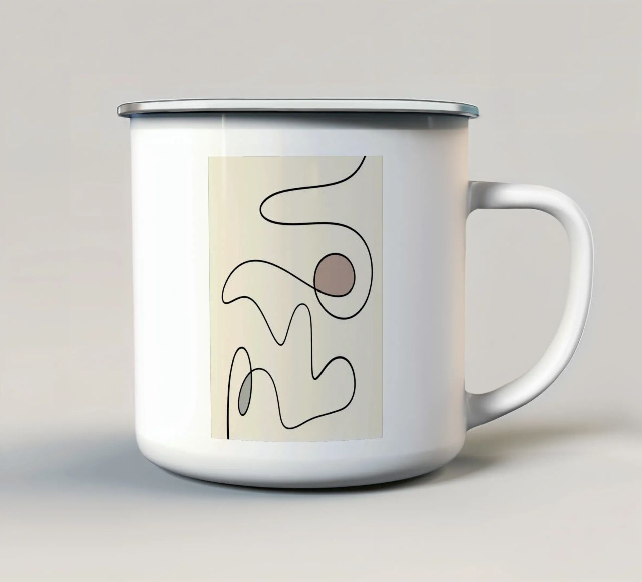 Minimal graceful line art abstract 09 enamel mug by Little Dean