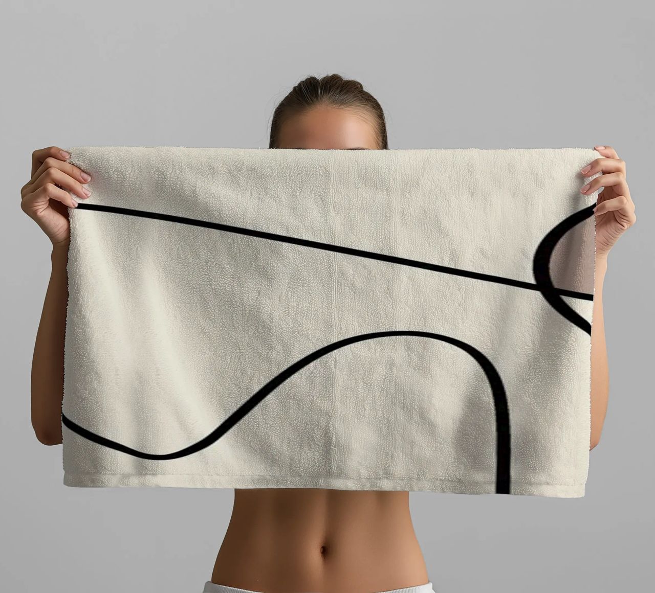 Minimal graceful line art abstract 09 towel by Little Dean