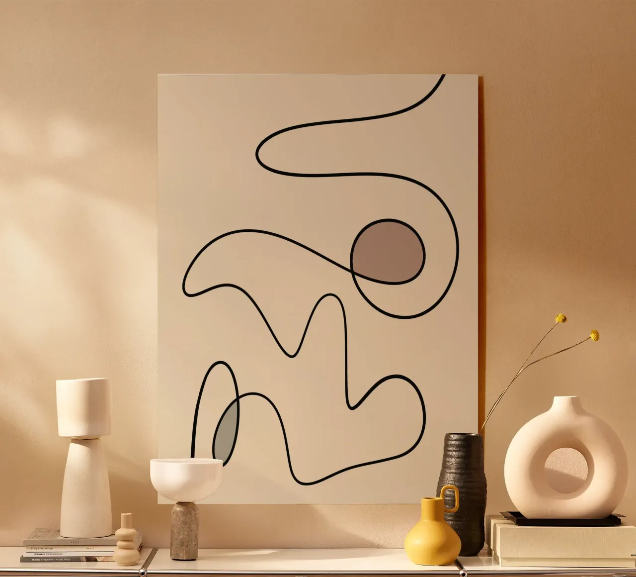 Minimal graceful line art abstract 09 acrylic glass by Little Dean