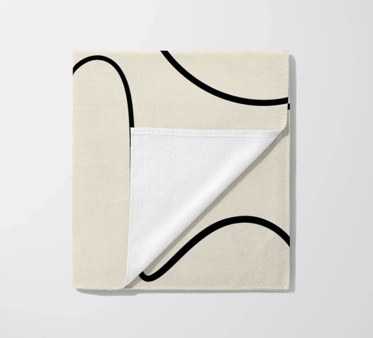 Minimal graceful line art abstract 09 beach towel by Little Dean