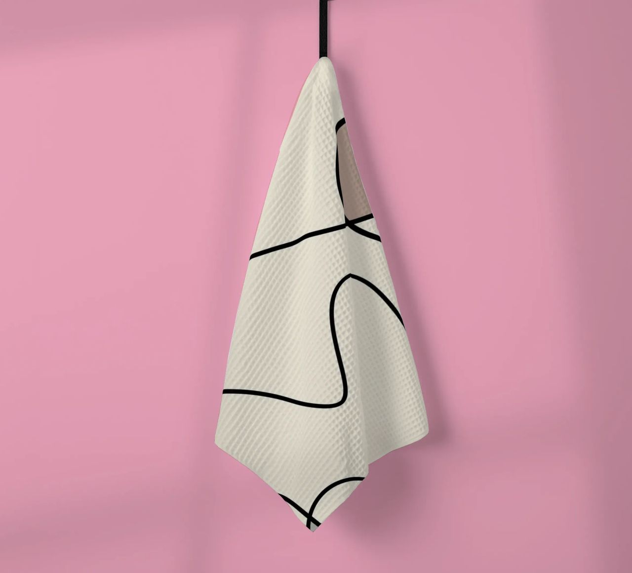Minimal graceful line art abstract 09 tea towel by Little Dean
