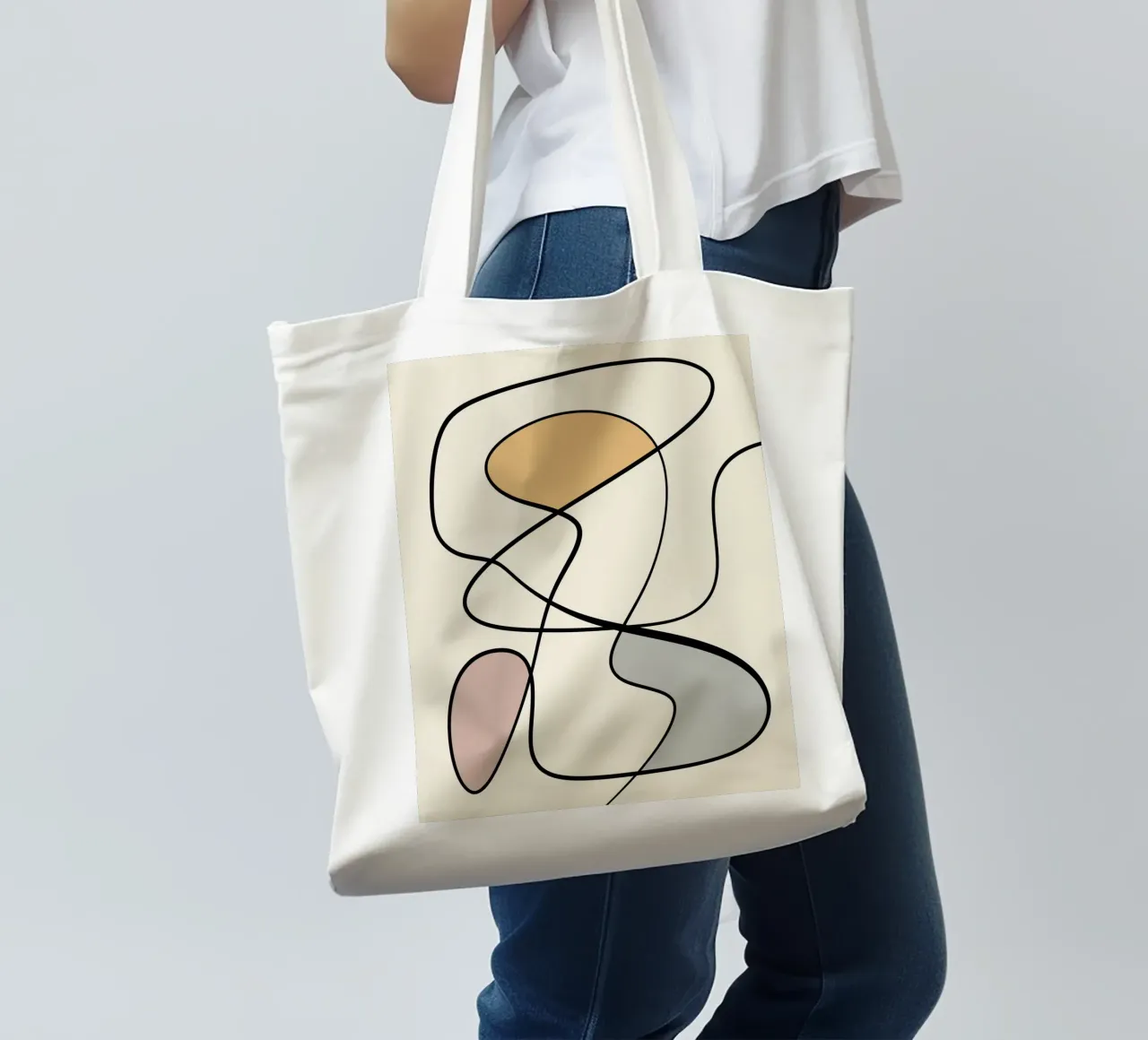 Minimal graceful line art abstract 08 borsa in juta da Little Dean