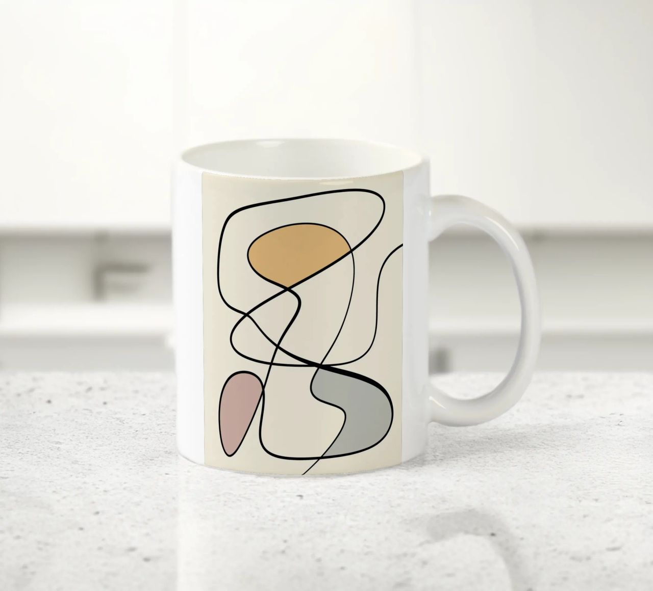 Minimal graceful line art abstract 08 tazza in ceramica da Little Dean