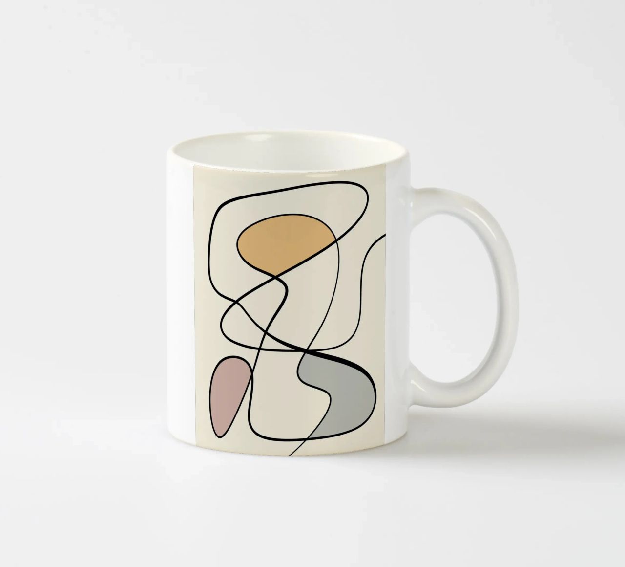Minimal graceful line art abstract 08 tazza in ceramica da Little Dean