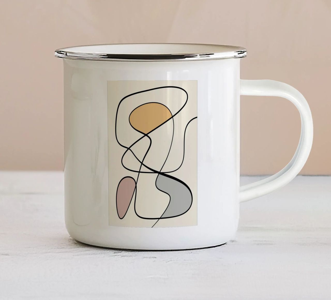 Minimal graceful line art abstract 08 tazza in smalto da Little Dean