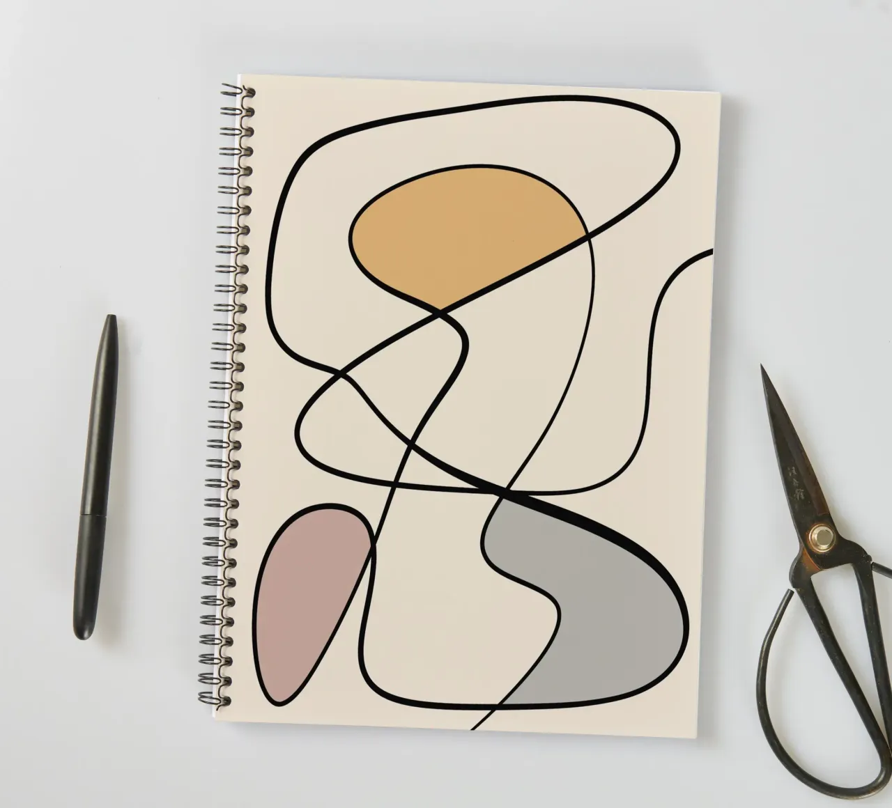 Minimal graceful line art abstract 08 spiral notebook by Little Dean