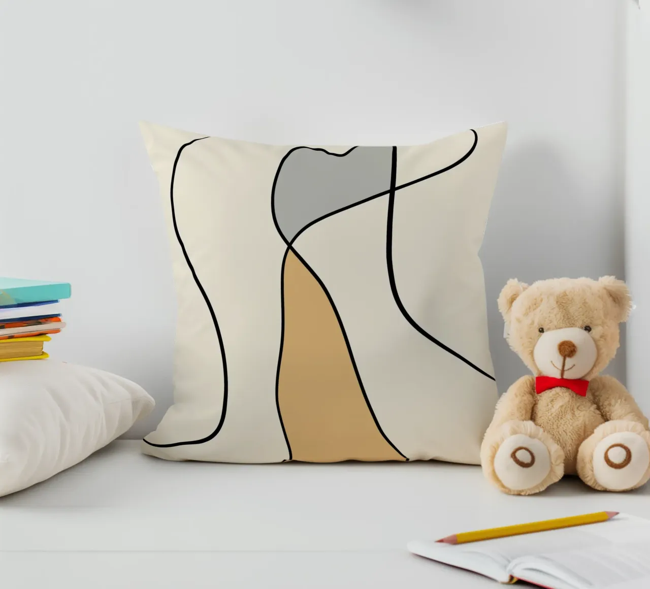 Minimal graceful line art abstract 07 cuscino da Little Dean