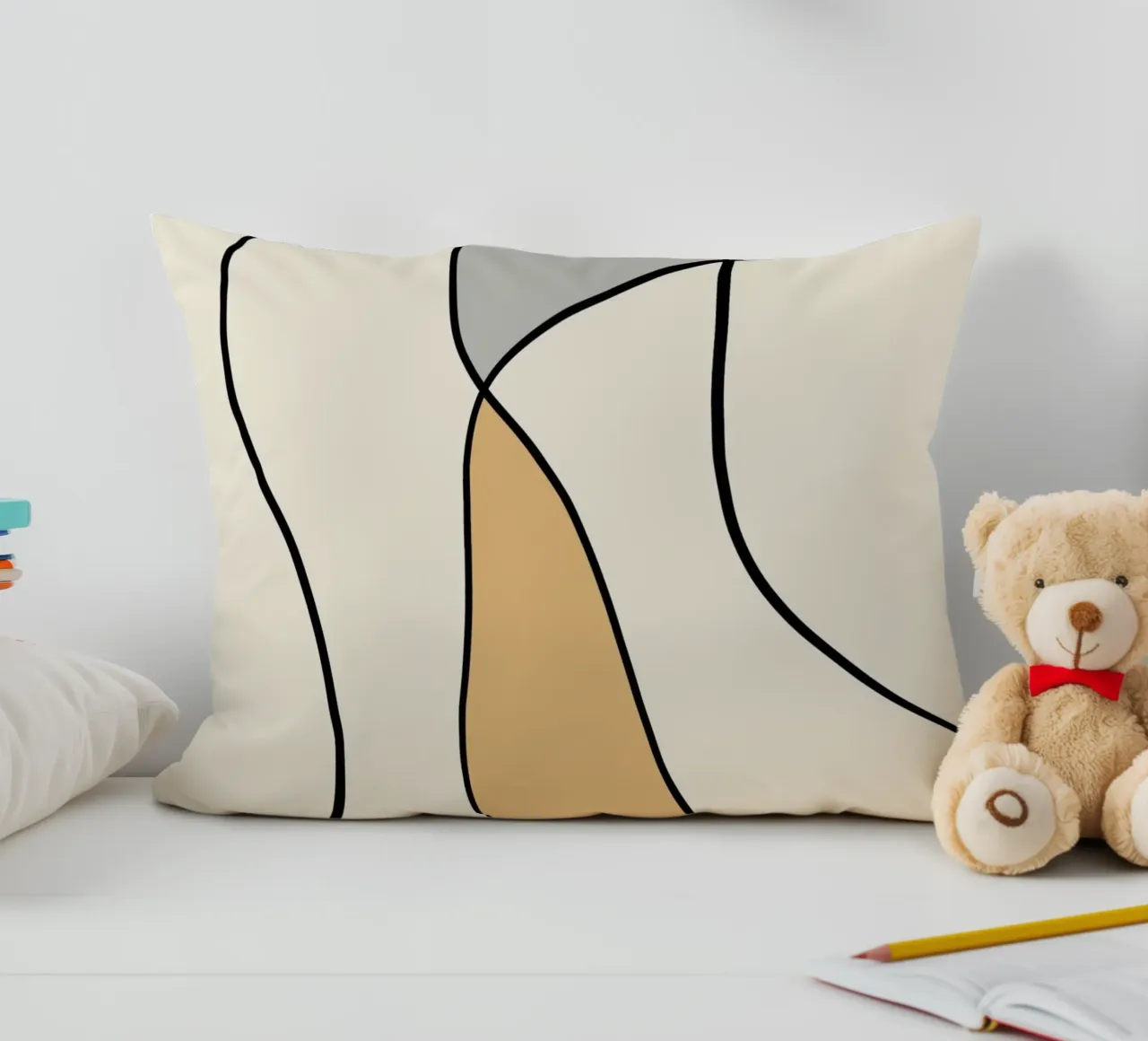 Minimal graceful line art abstract 07 cuscino da Little Dean