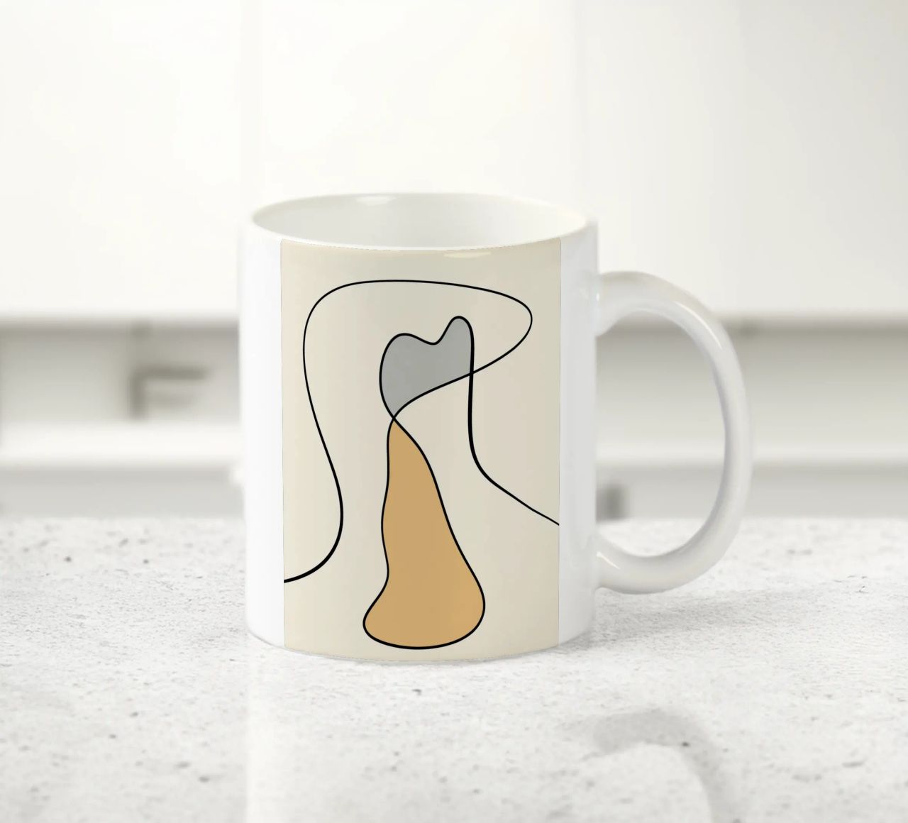 Minimal graceful line art abstract 07 tazza in ceramica da Little Dean